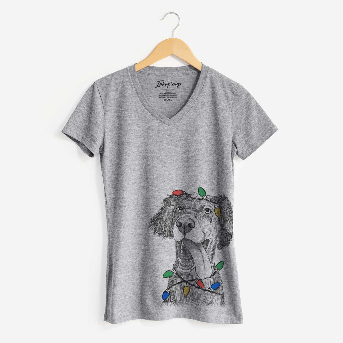 Christmas Lights Renly the English Setter - Women's V-neck Shirt