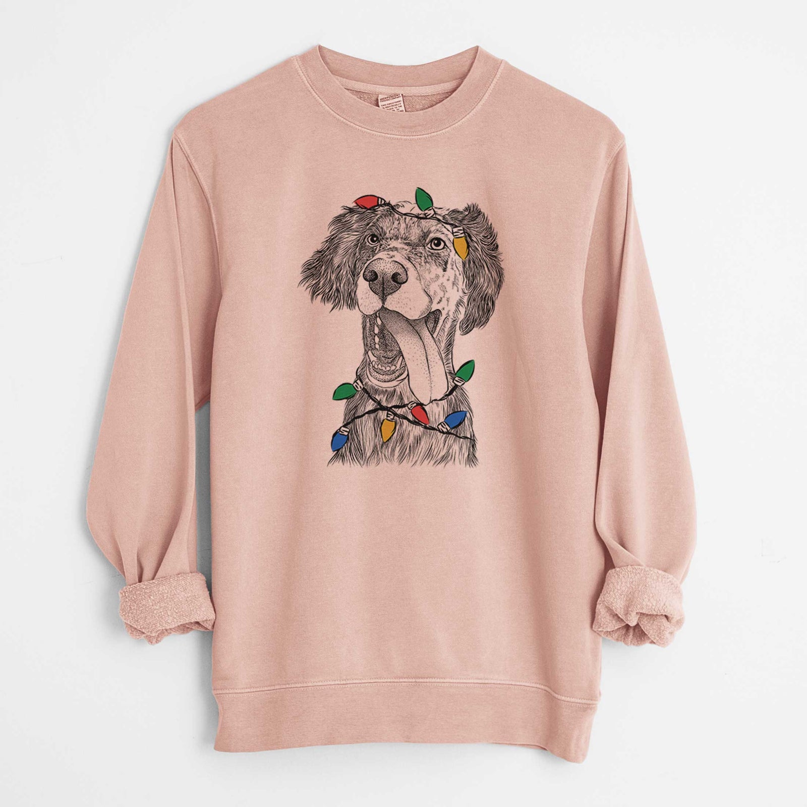 Christmas Lights Renly the English Setter - Unisex Pigment Dyed Crew Sweatshirt