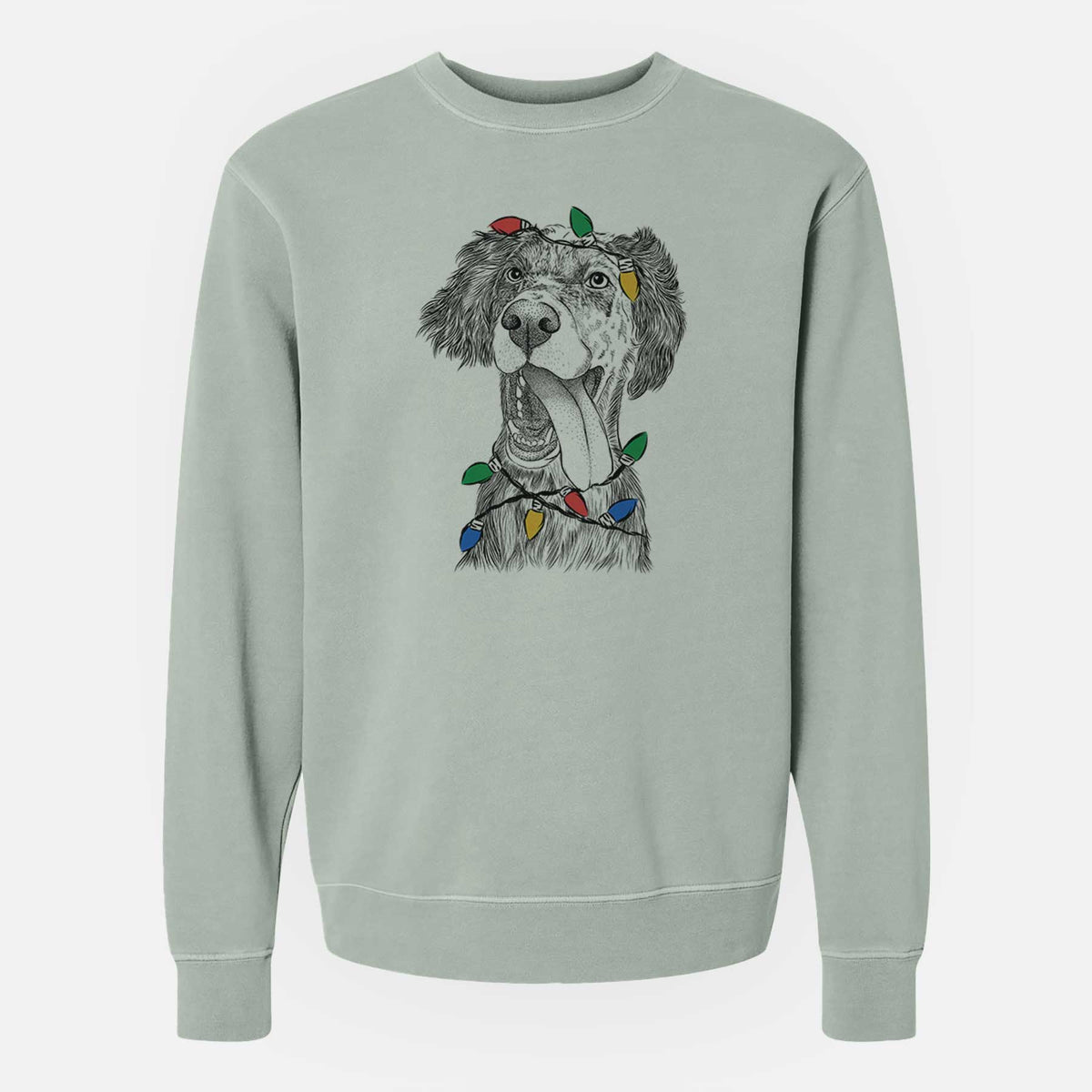 Christmas Lights Renly the English Setter - Unisex Pigment Dyed Crew Sweatshirt