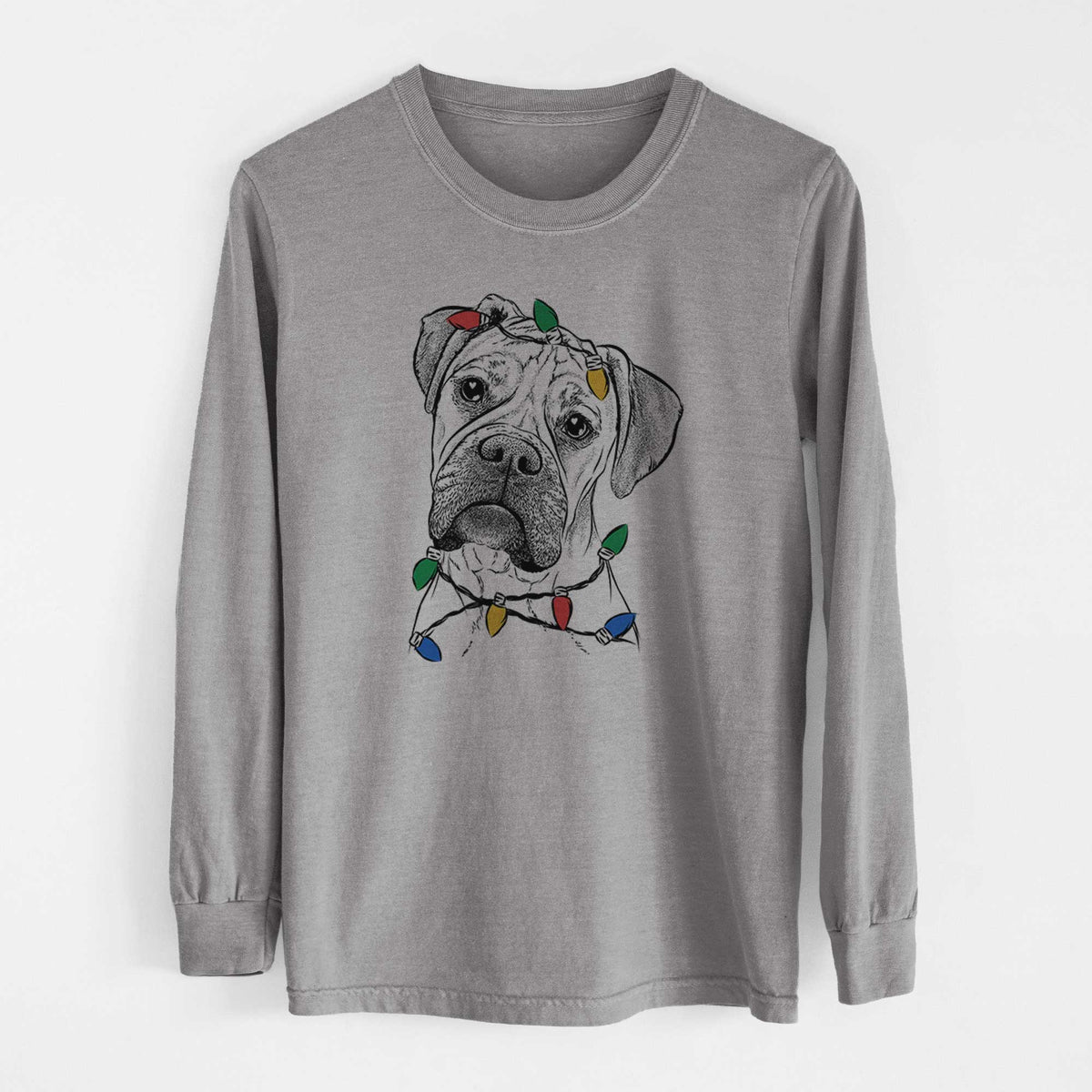 Christmas Lights Reuby the Boxer - Heavyweight 100% Cotton Long Sleeve