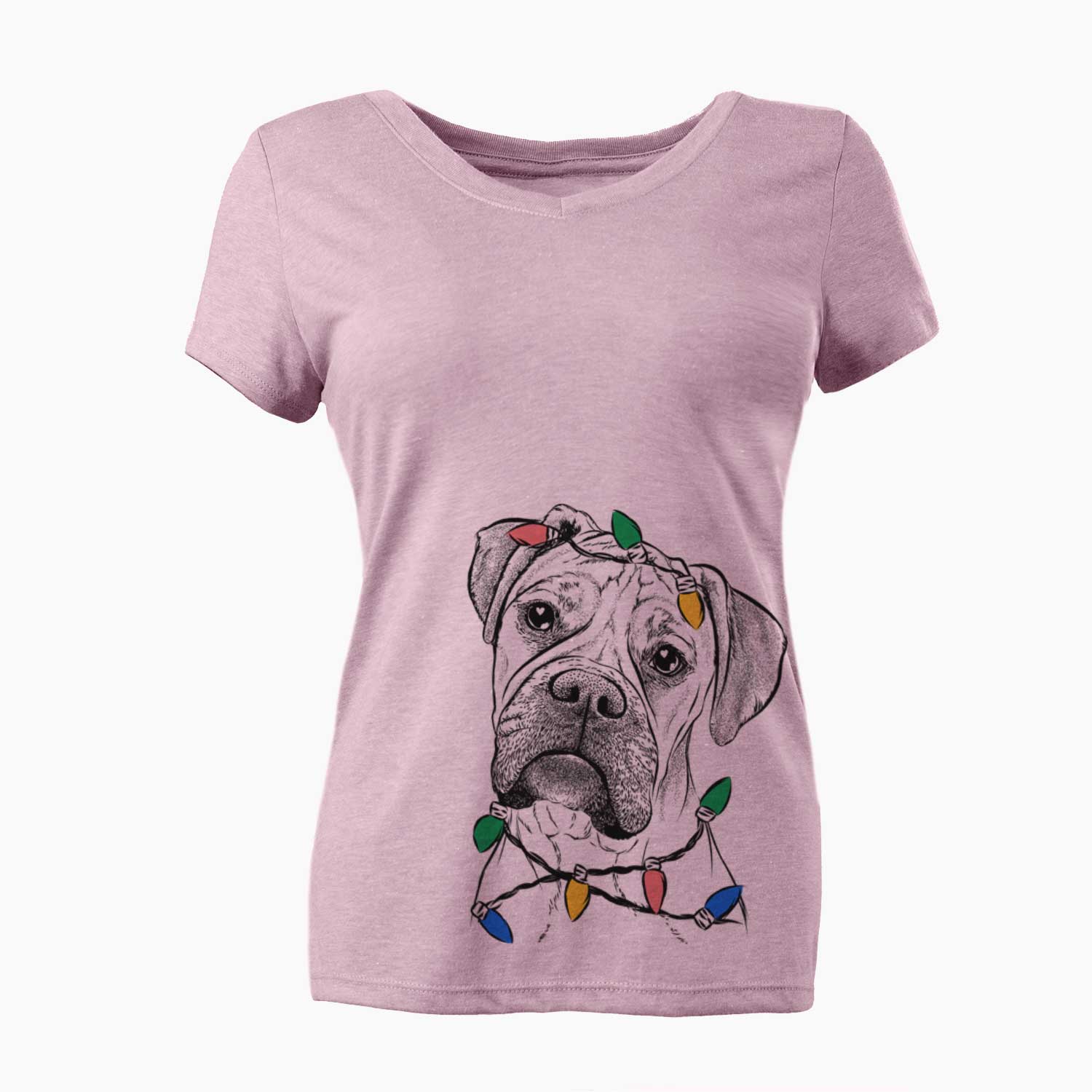 Christmas Lights Reuby the Boxer - Women's V-neck Shirt