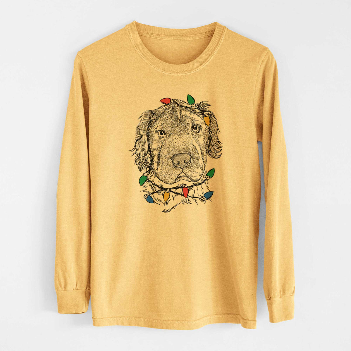 Christmas Lights Rex the Mini Hippo - Heavyweight 100% Cotton Long Sleeve