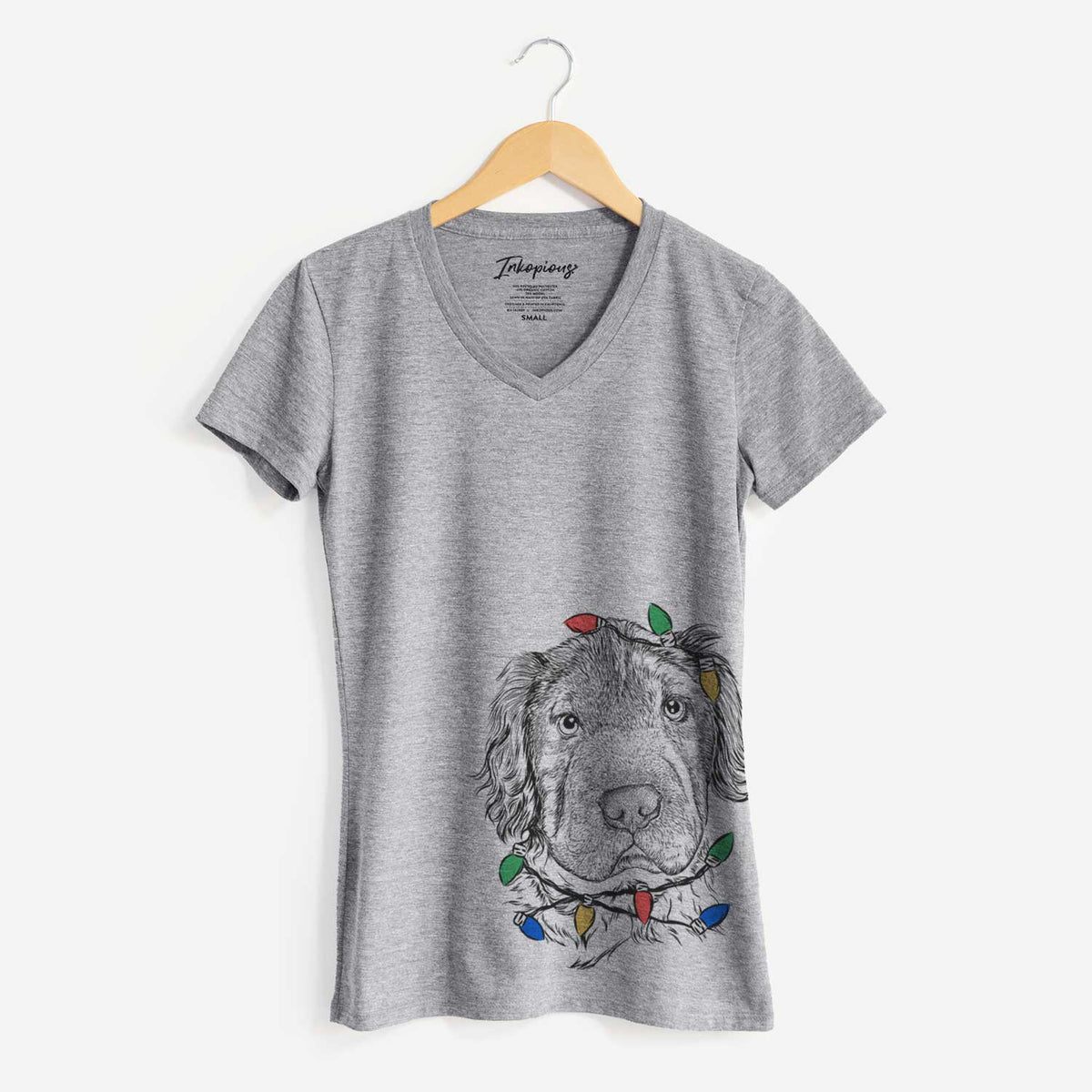 Christmas Lights Rex the Mini Hippo - Women's V-neck Shirt