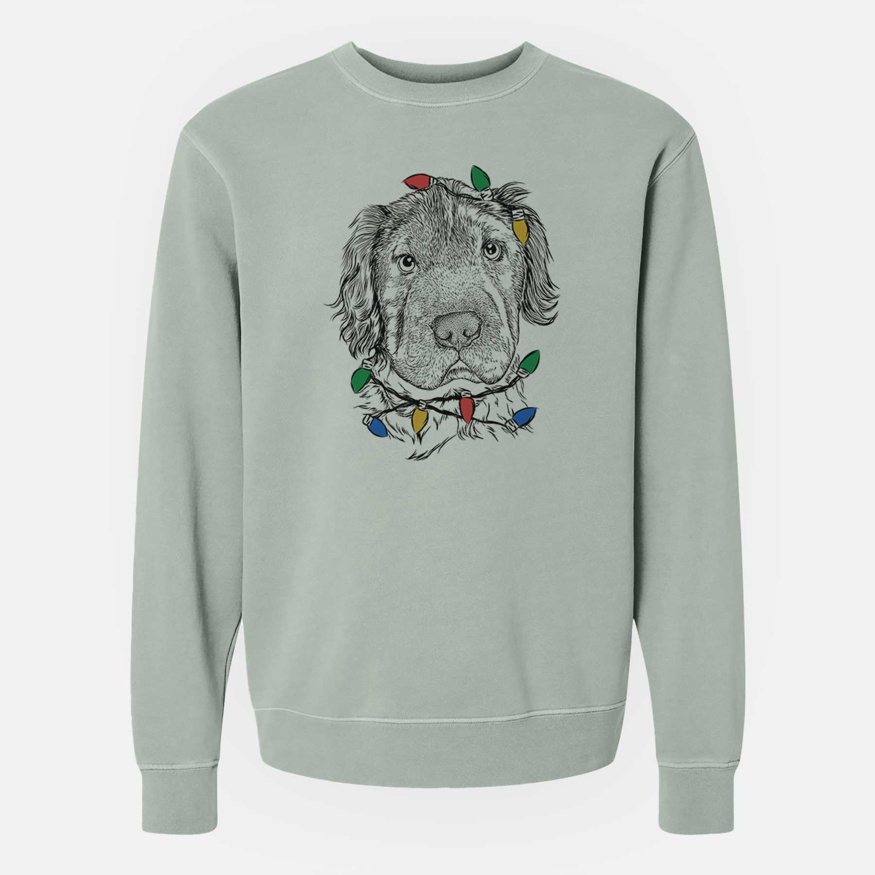 Christmas Lights Rex the Mini Hippo - Unisex Pigment Dyed Crew Sweatshirt