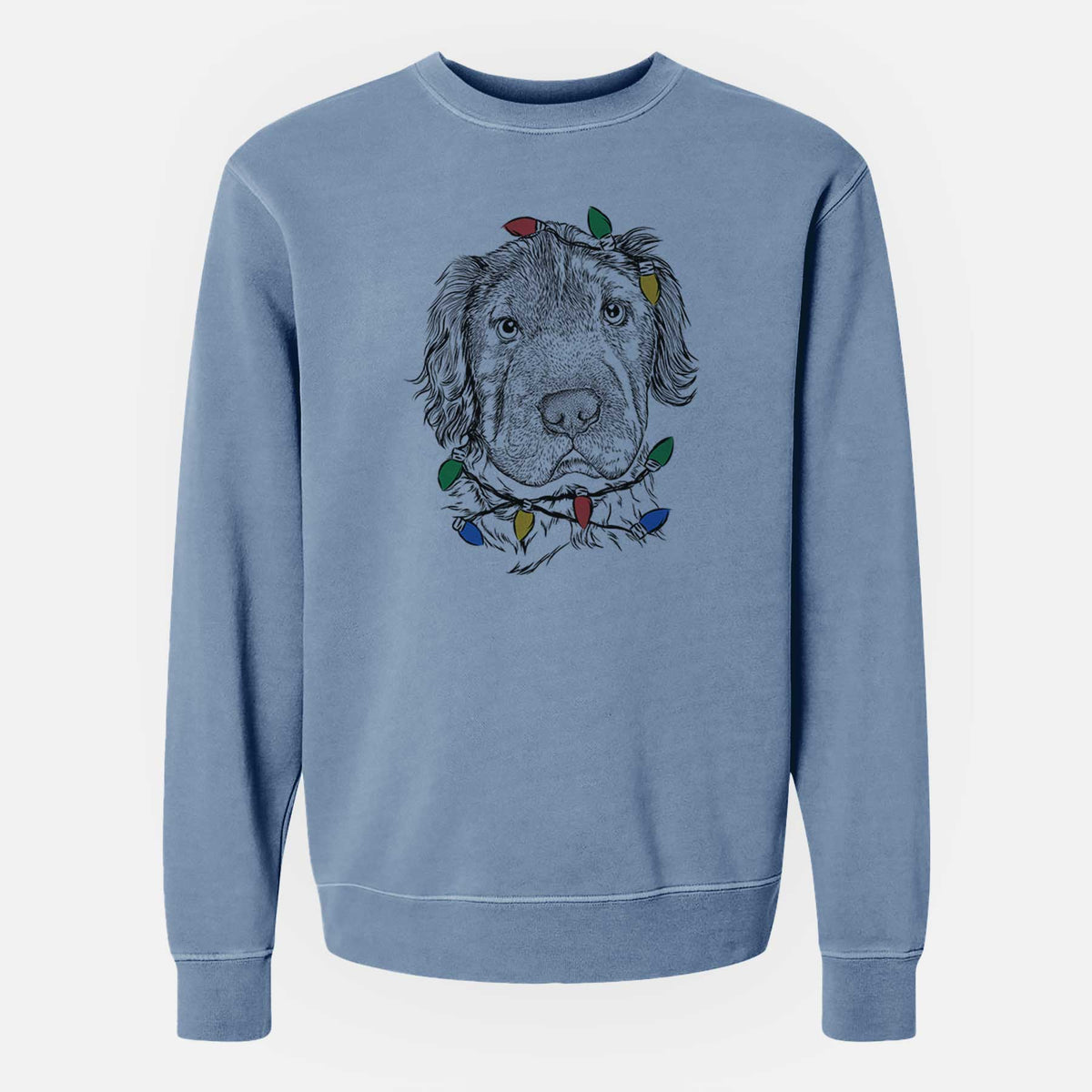 Christmas Lights Rex the Mini Hippo - Unisex Pigment Dyed Crew Sweatshirt