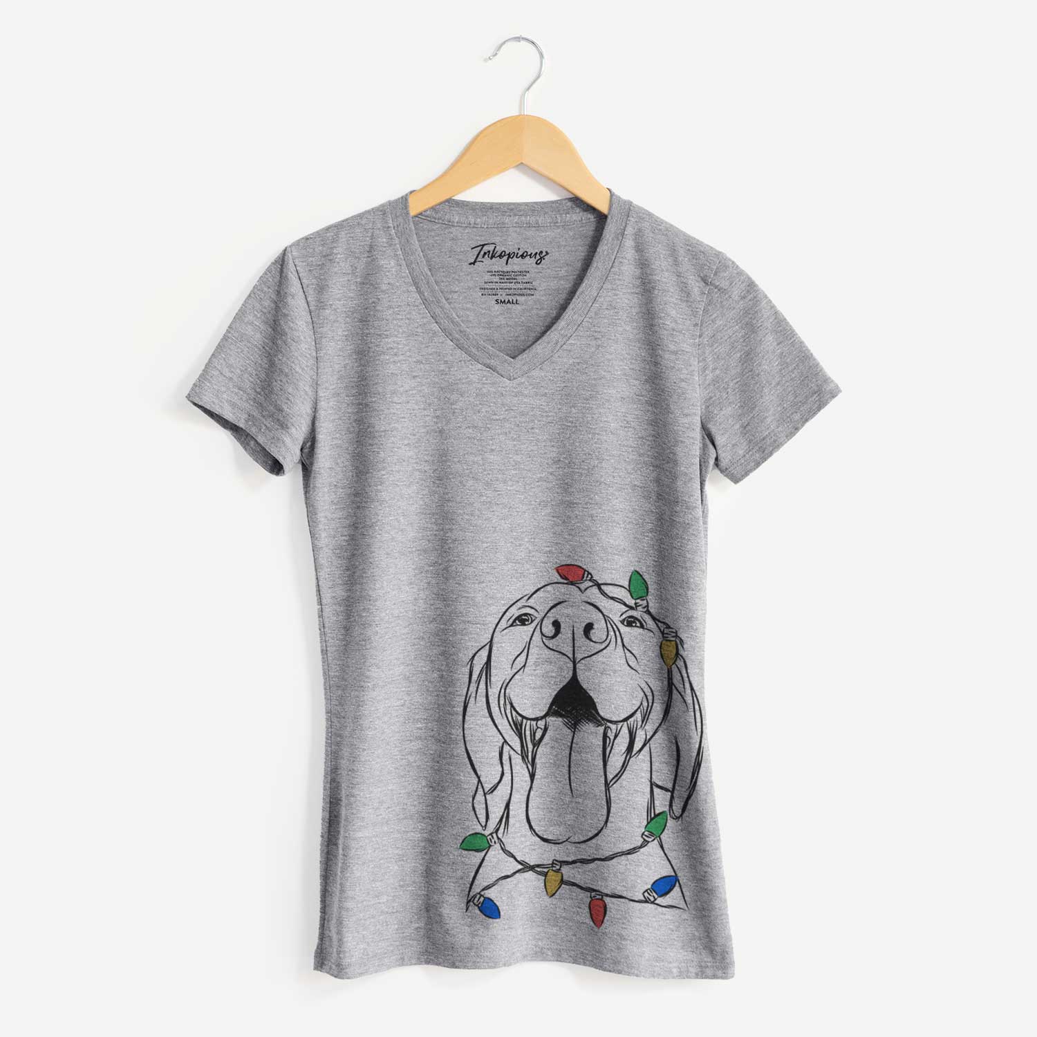 Christmas Lights Rhys the Vizsla - Women's V-neck Shirt