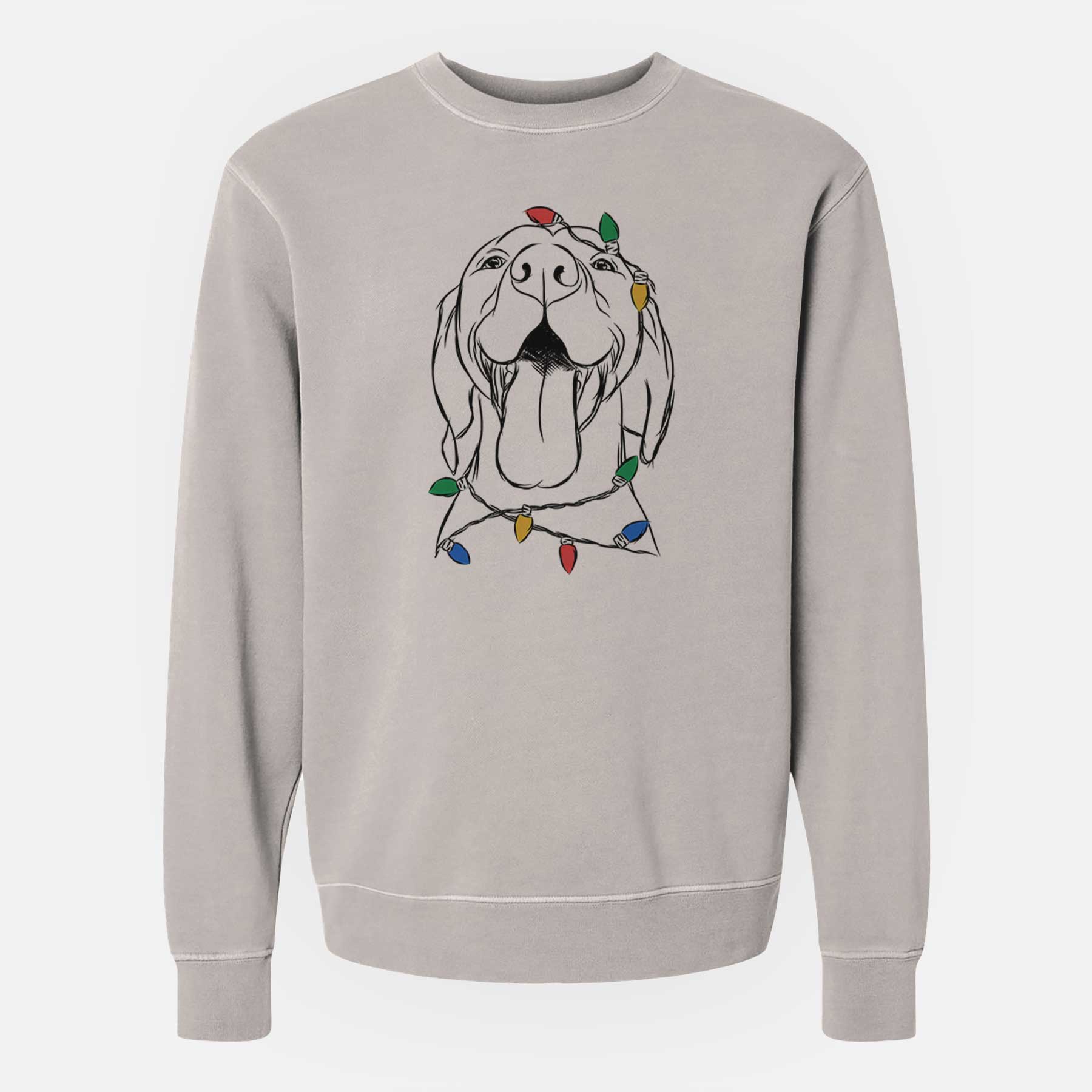 Christmas Lights Rhys the Vizsla - Unisex Pigment Dyed Crew Sweatshirt