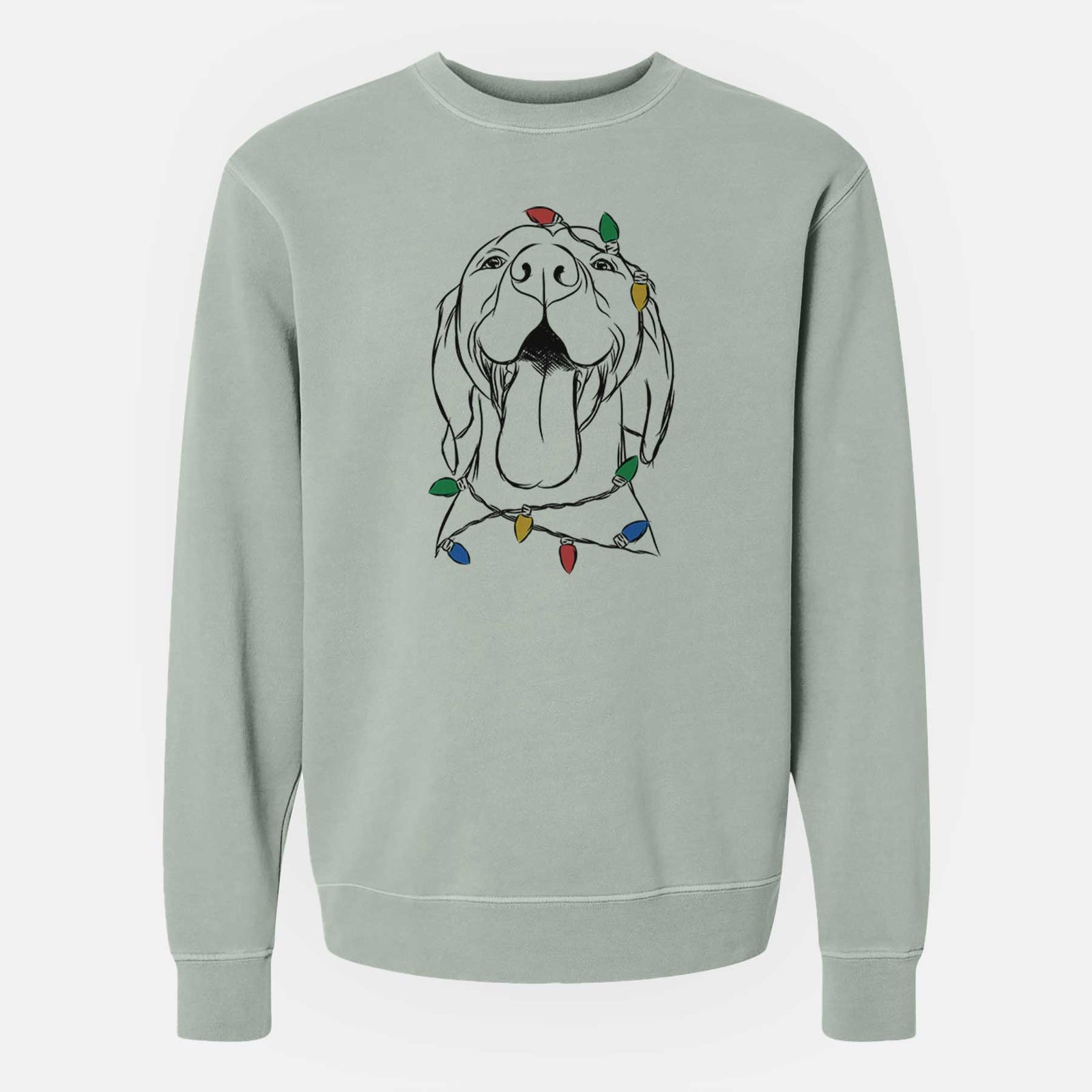 Christmas Lights Rhys the Vizsla - Unisex Pigment Dyed Crew Sweatshirt