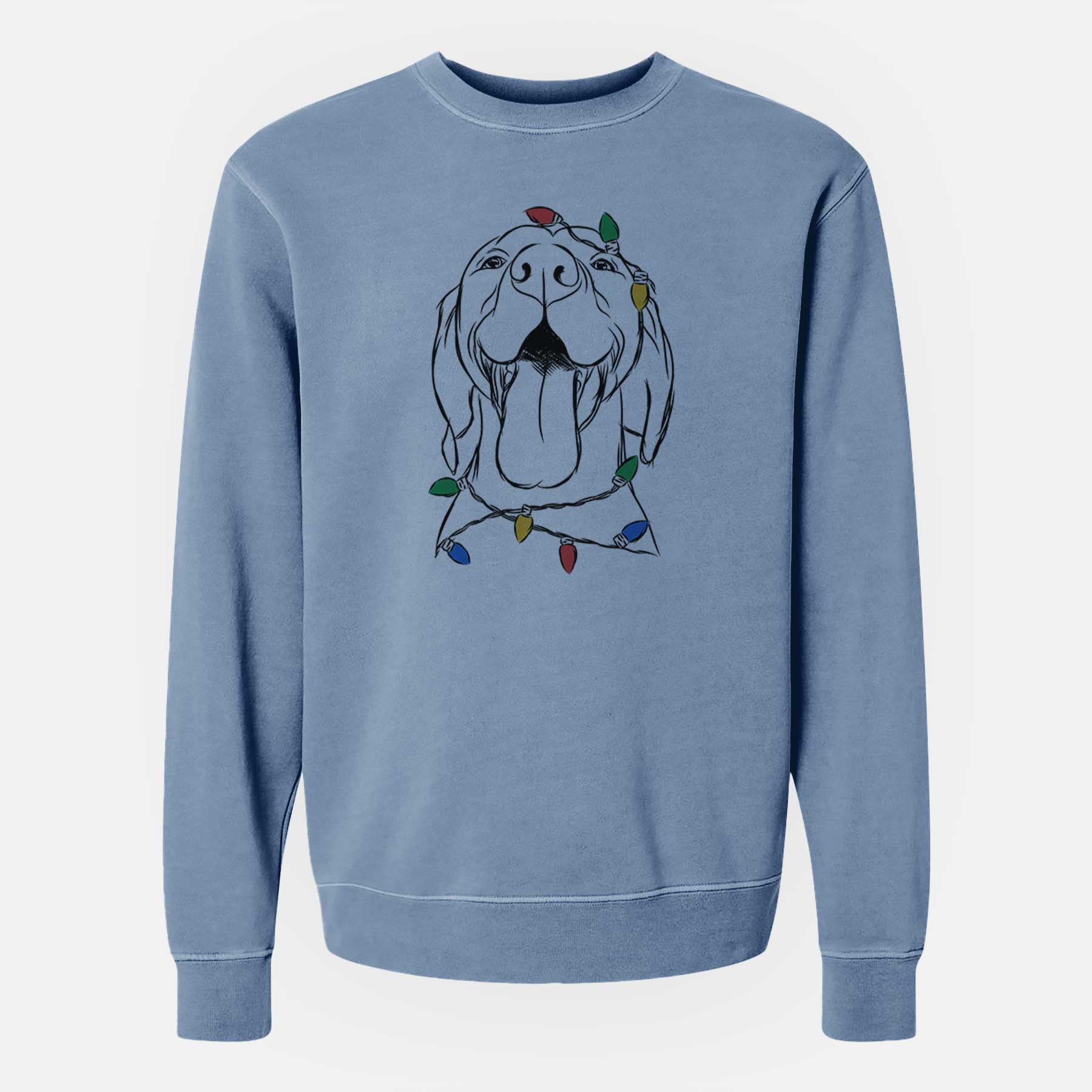 Christmas Lights Rhys the Vizsla - Unisex Pigment Dyed Crew Sweatshirt