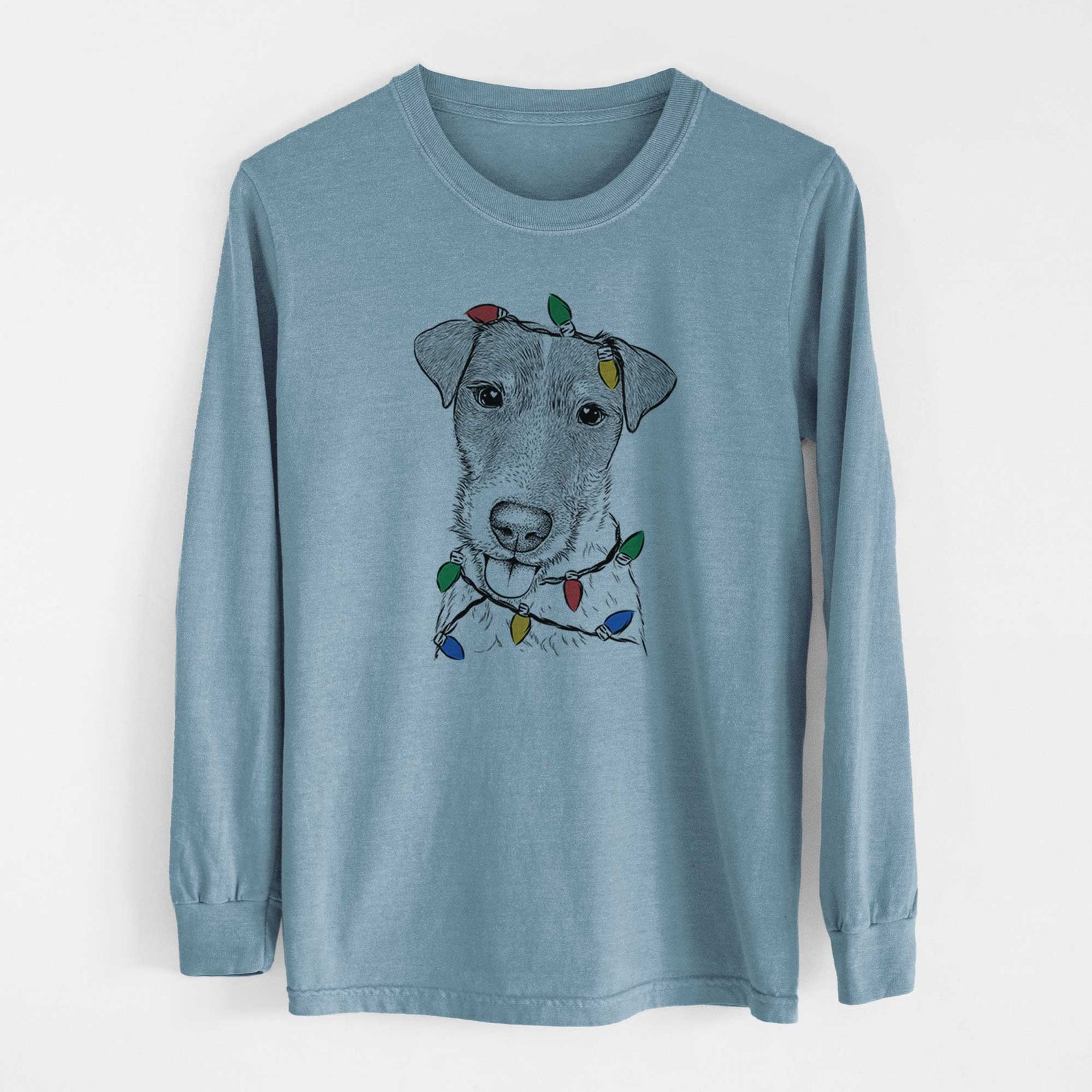 Christmas Lights Rider the Parson Russell Terrier - Heavyweight 100% Cotton Long Sleeve