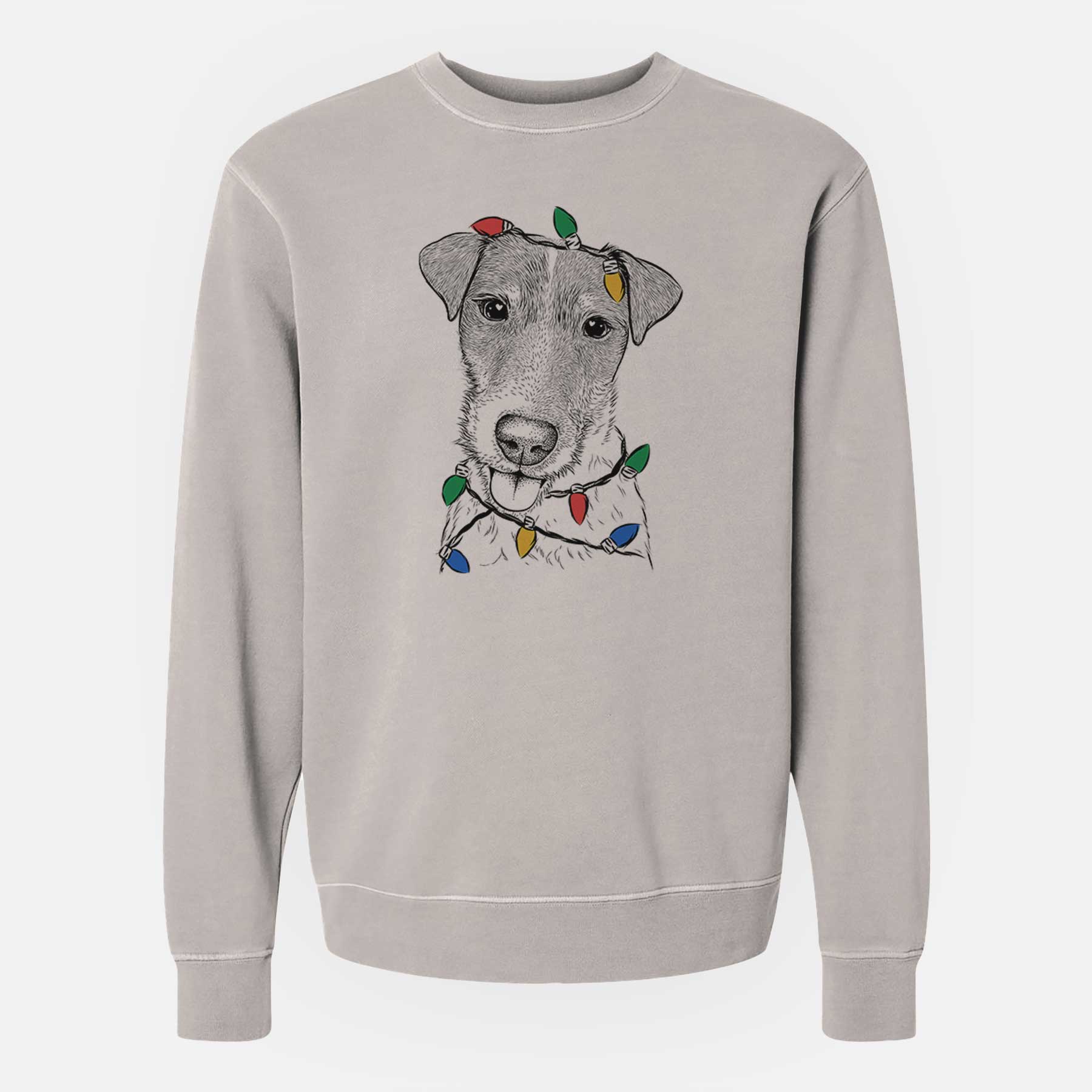 Christmas Lights Rider the Parson Russell Terrier - Unisex Pigment Dyed Crew Sweatshirt