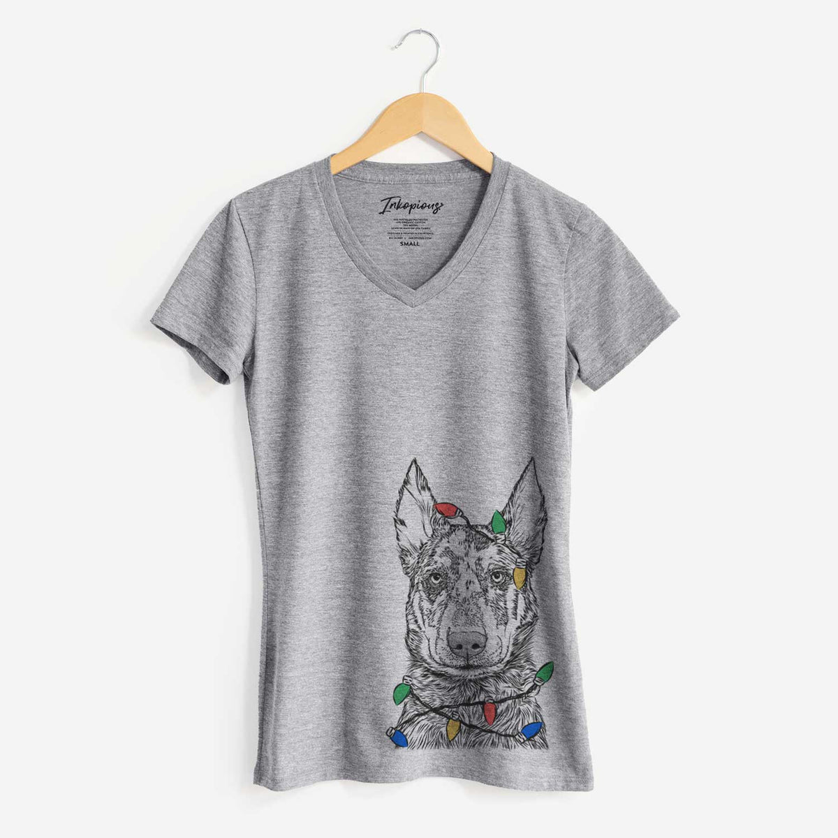 Christmas Lights Riggs the Beauceron - Women's V-neck Shirt