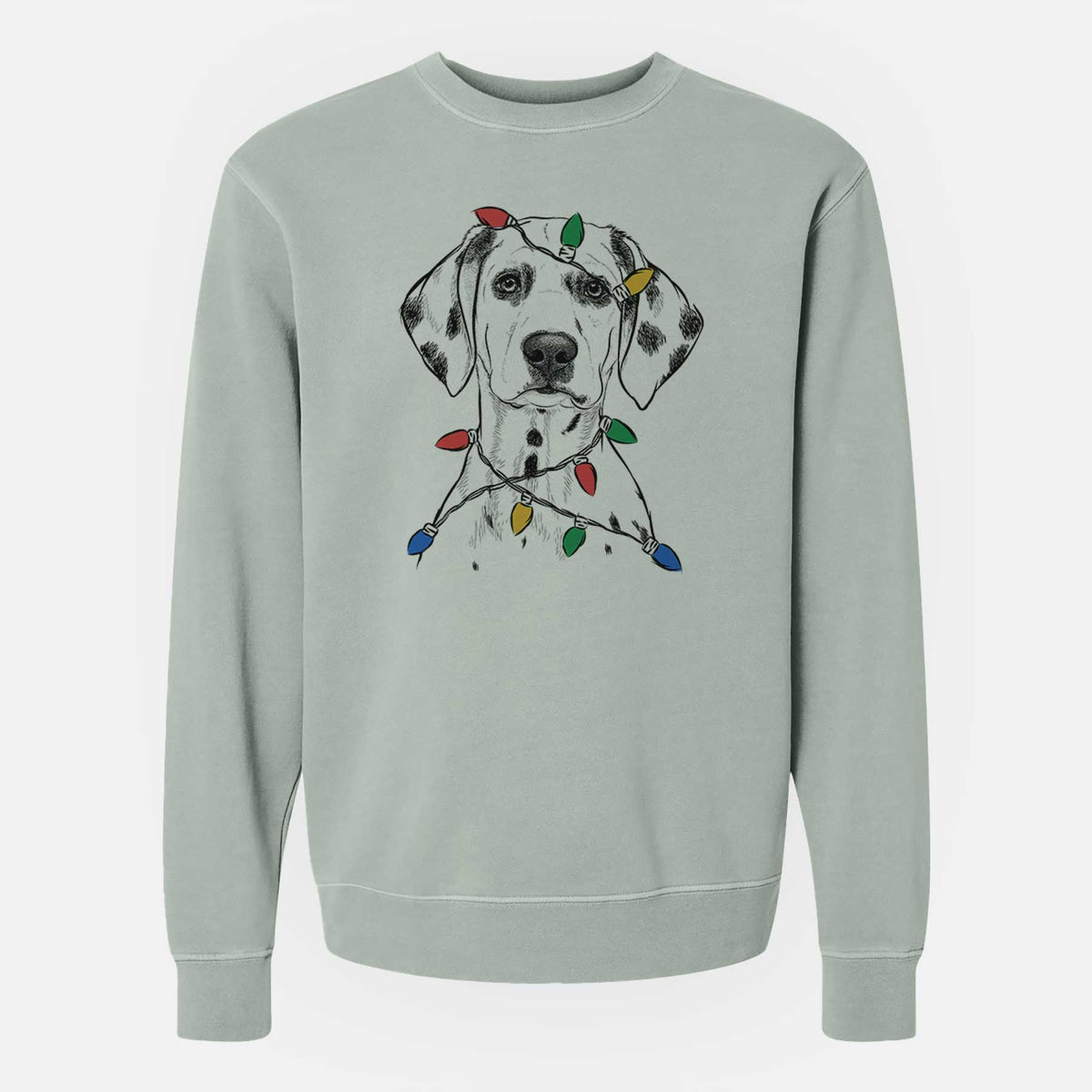 Christmas Lights Riot the Dalmatian - Unisex Pigment Dyed Crew Sweatshirt