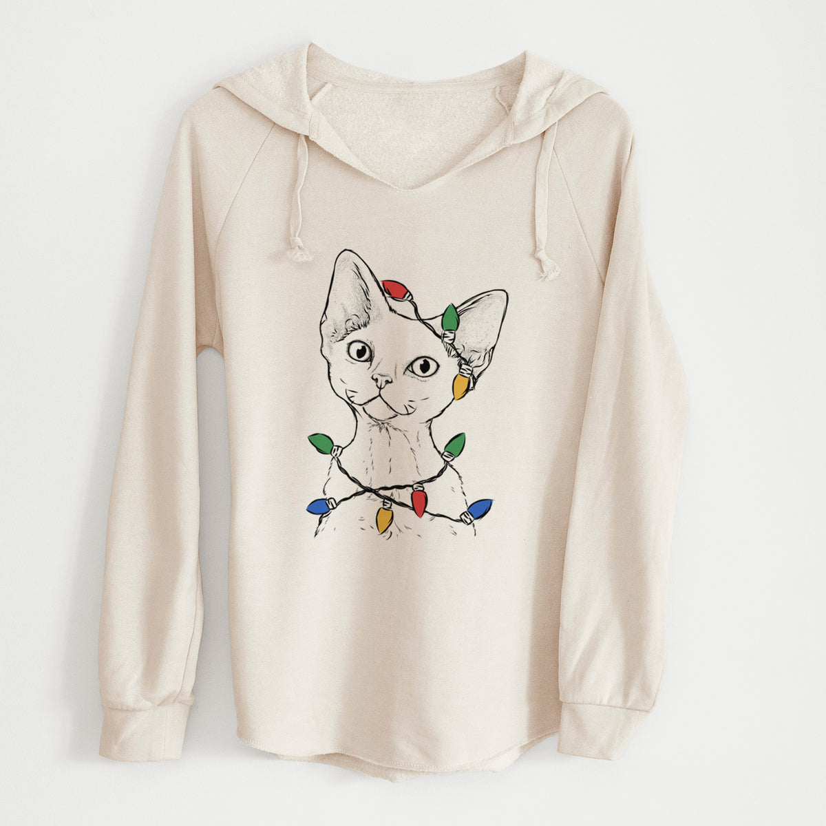 Christmas Lights Ripley the Devon Rex Cat - Cali Wave Hooded Sweatshirt