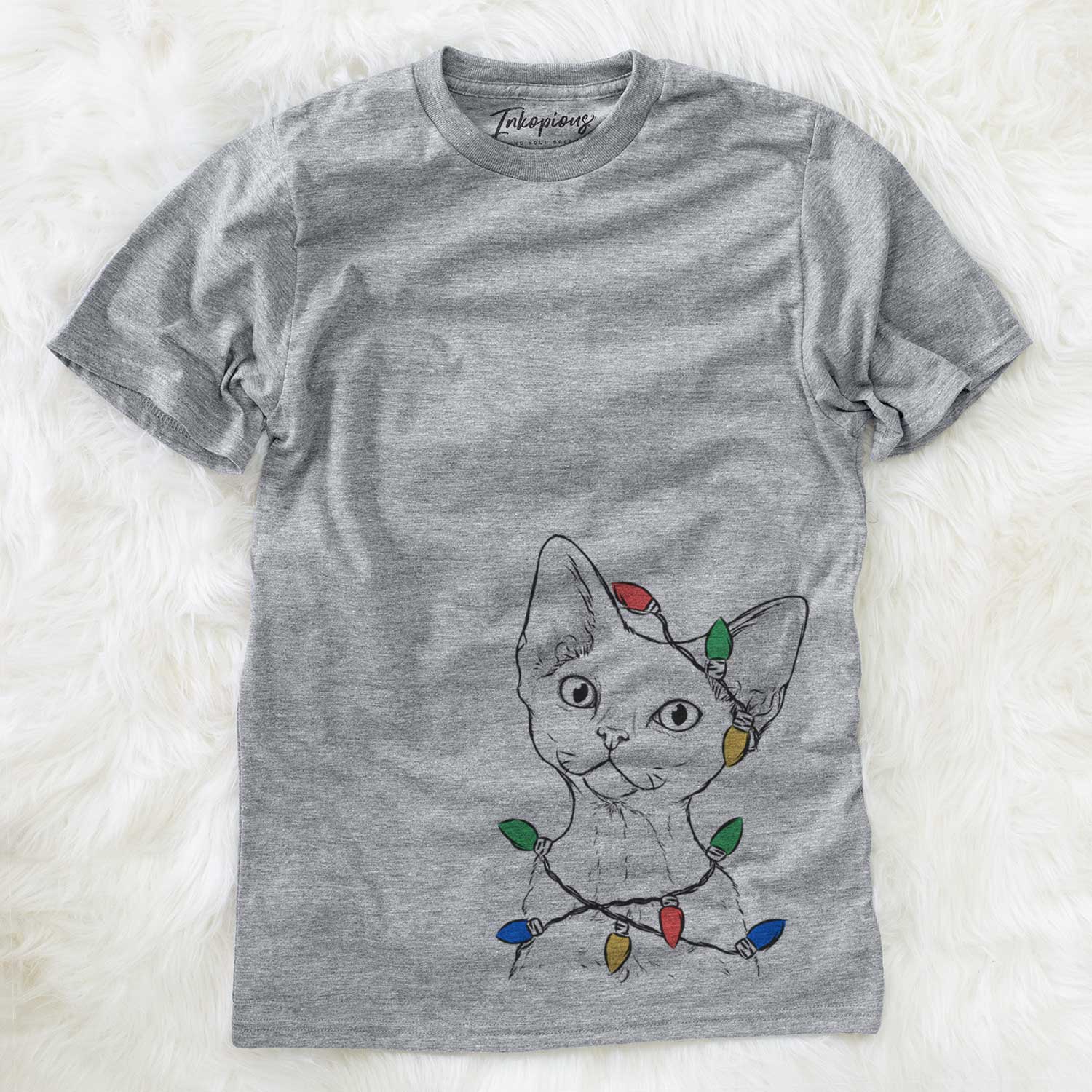 Christmas Lights Ripley the Devon Rex Cat - Unisex Crewneck