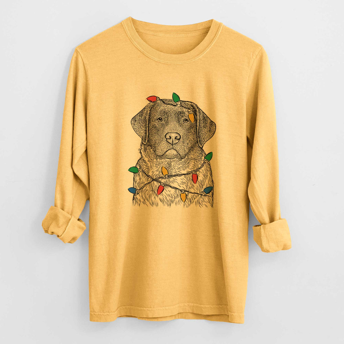 Christmas Lights River the English Labrador Retriever - Heavyweight 100% Cotton Long Sleeve