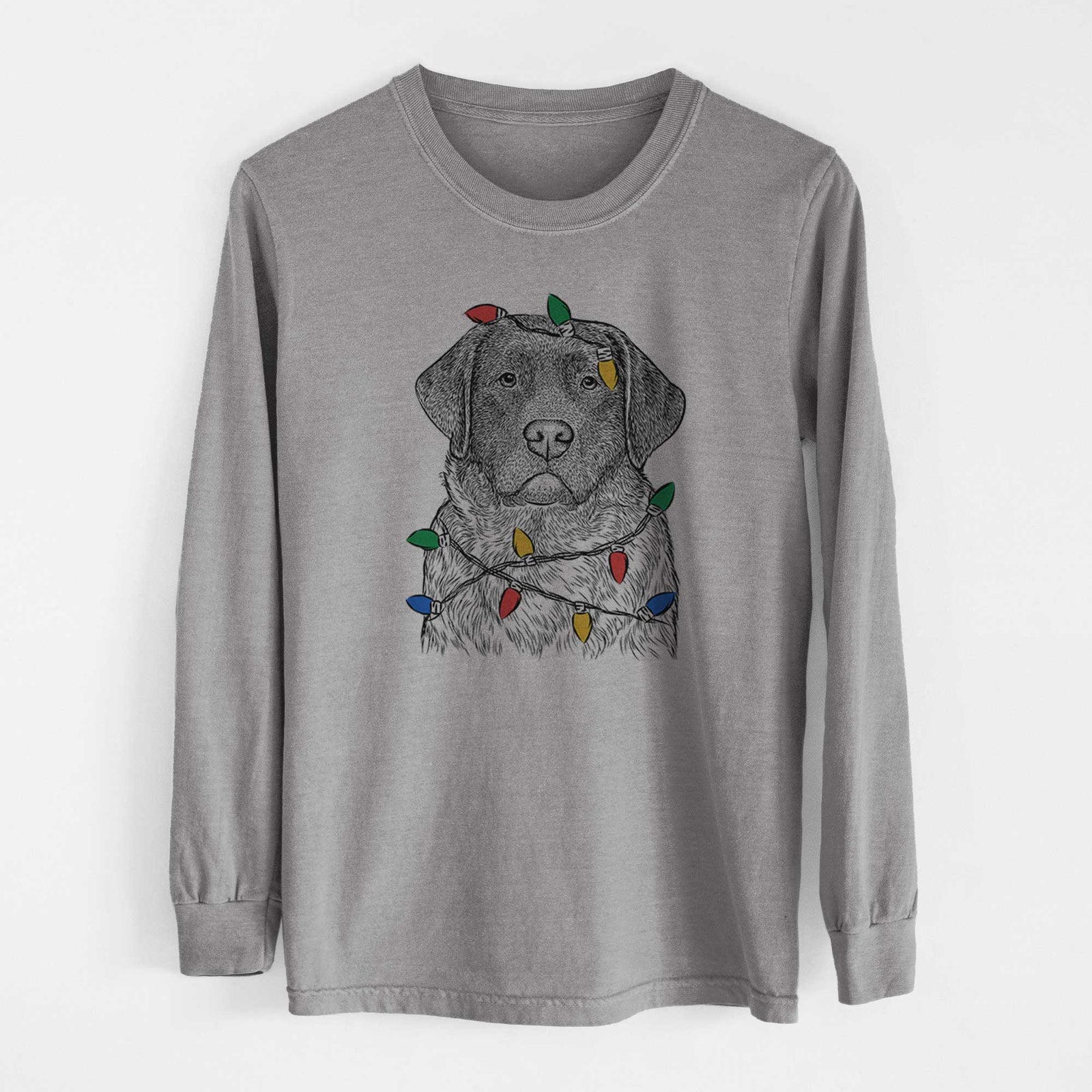 Christmas Lights River the English Labrador Retriever - Heavyweight 100% Cotton Long Sleeve