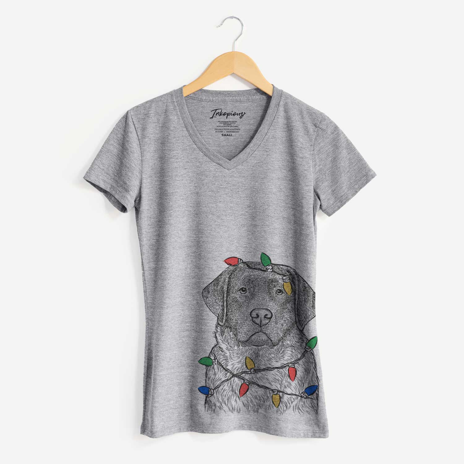 Christmas Lights River the English Labrador Retriever - Women's V-neck Shirt