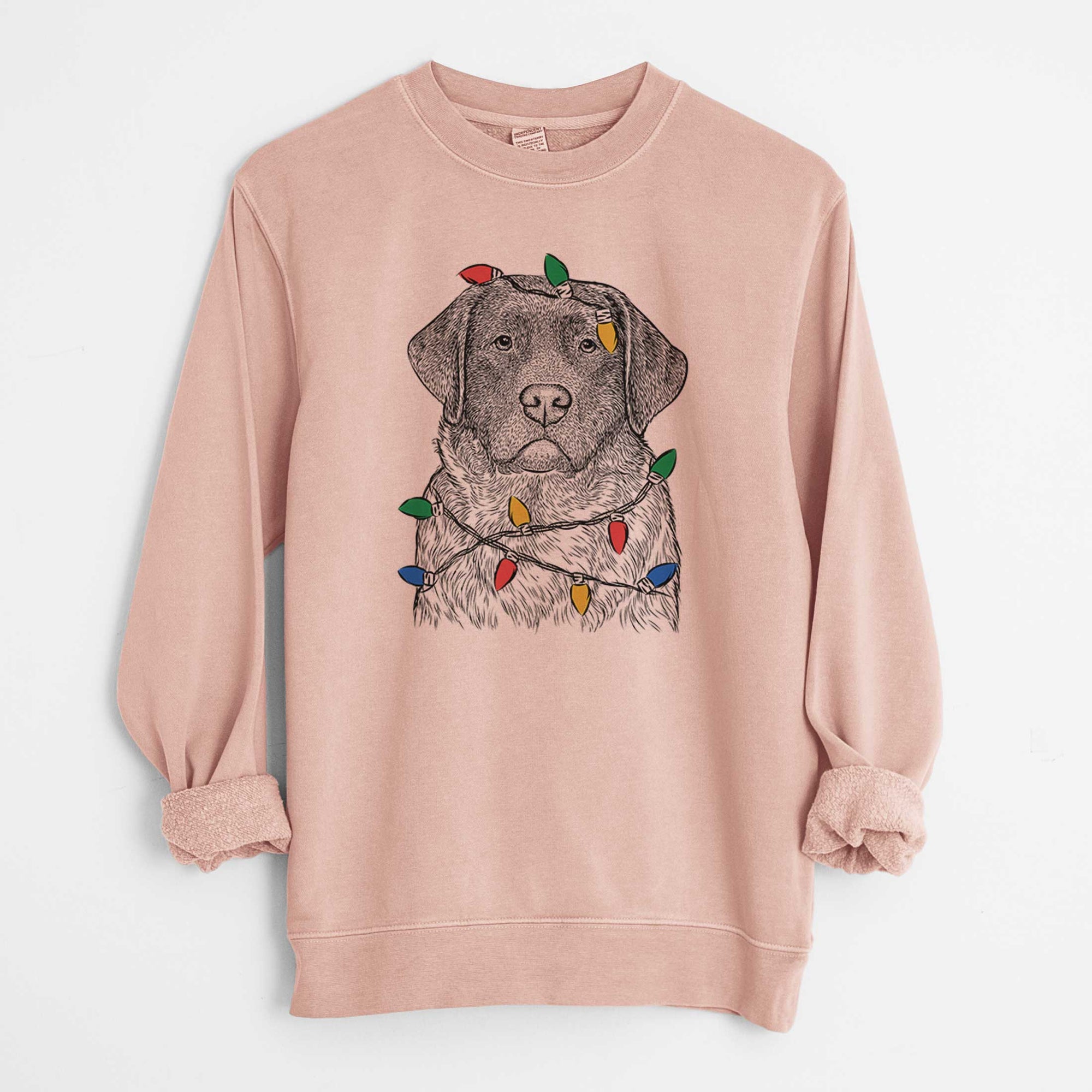 Christmas Lights River the English Labrador Retriever - Unisex Pigment Dyed Crew Sweatshirt