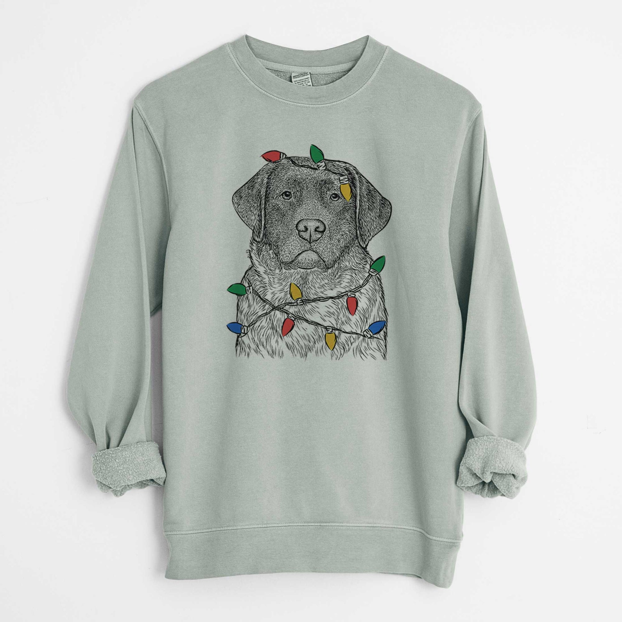 Christmas Lights River the English Labrador Retriever - Unisex Pigment Dyed Crew Sweatshirt