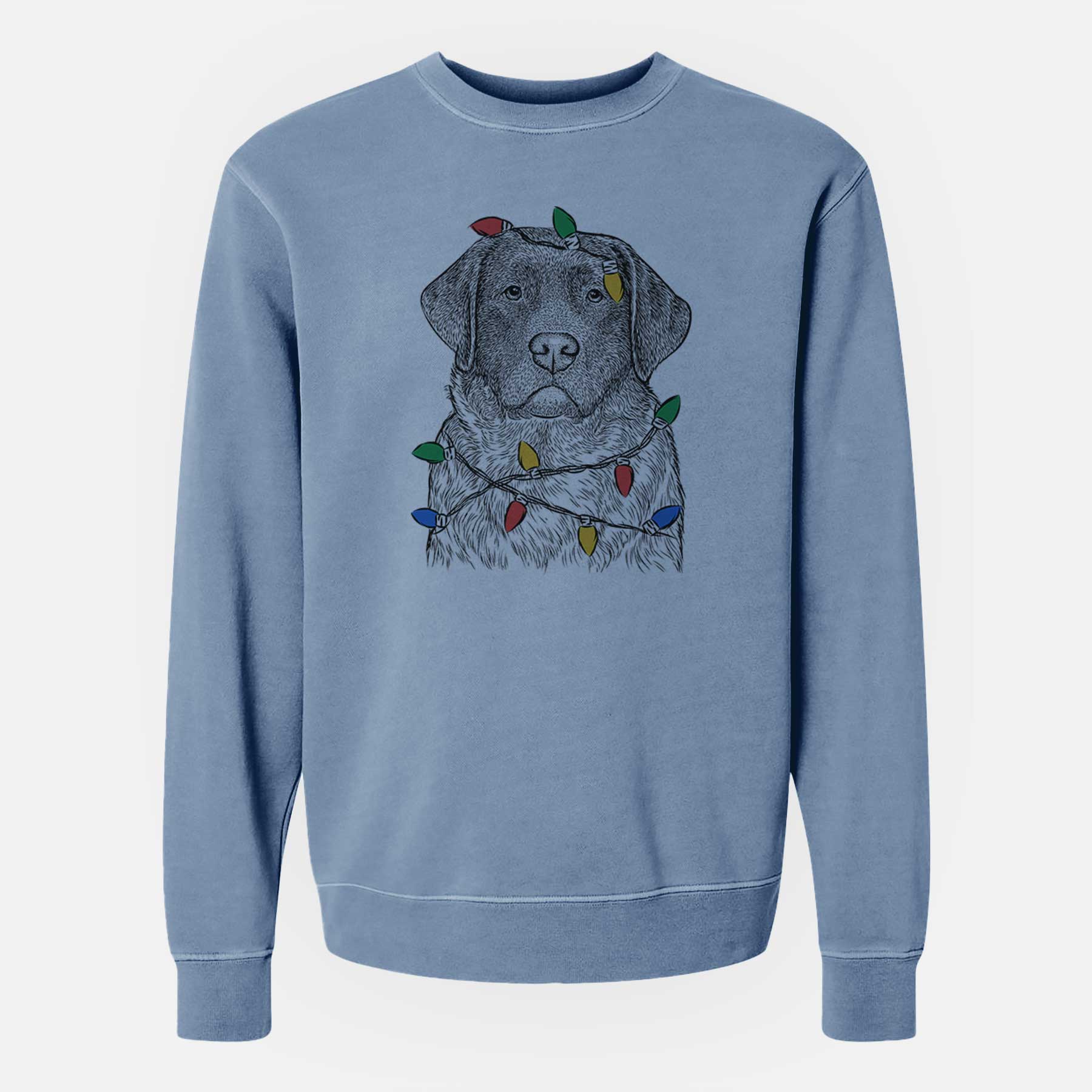 Christmas Lights River the English Labrador Retriever - Unisex Pigment Dyed Crew Sweatshirt