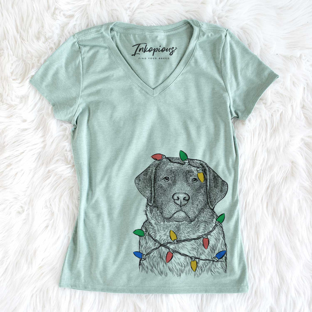 Christmas Lights River the English Labrador Retriever - Women&#39;s V-neck Shirt