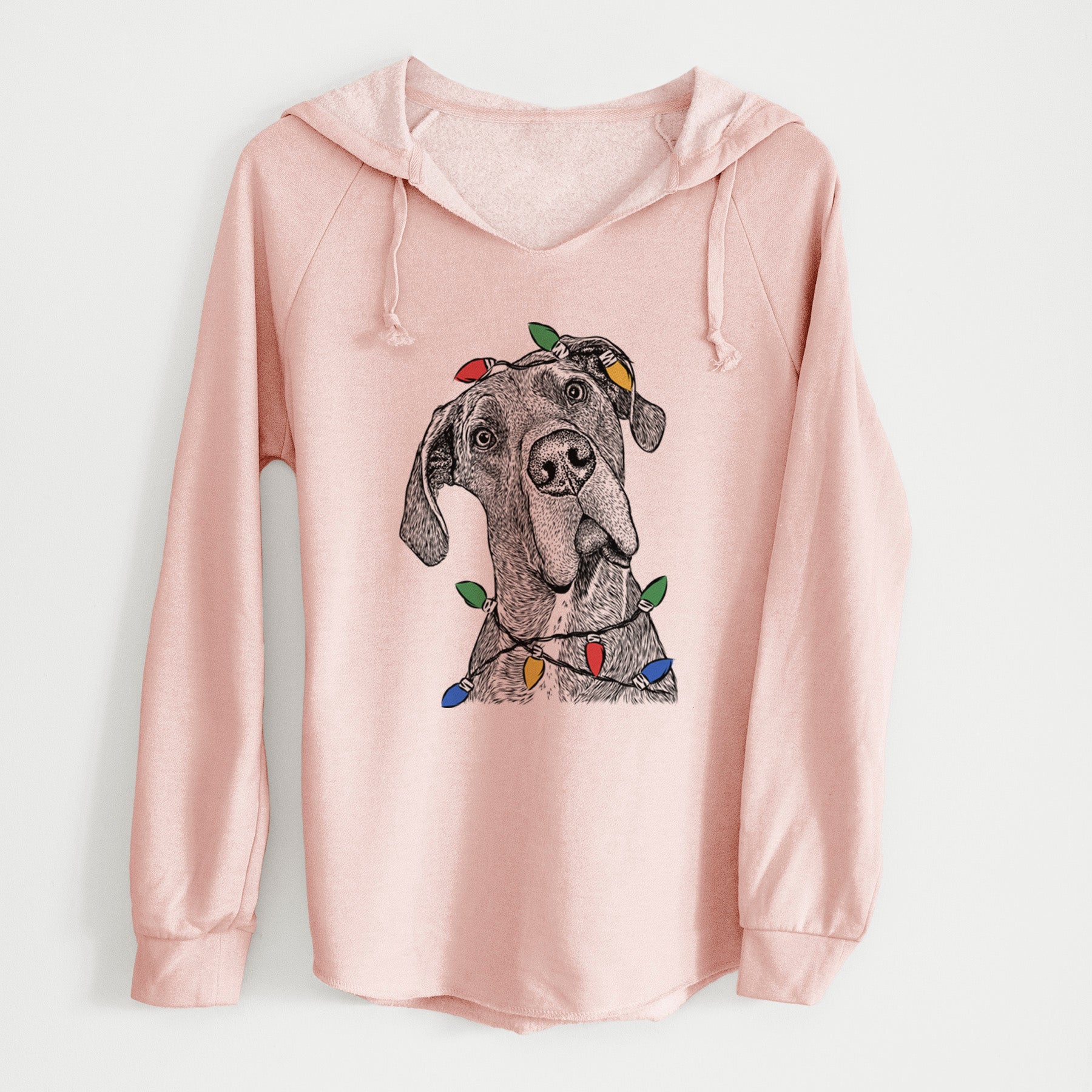 Christmas Lights River the Great Dane - Cali Wave Hooded Sweatshirt