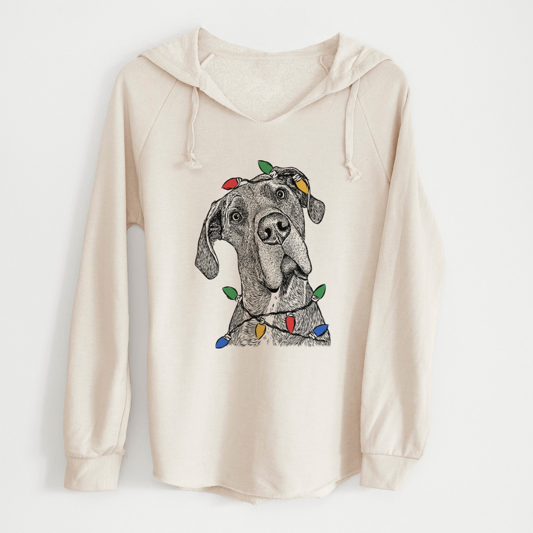 Christmas Lights River the Great Dane - Cali Wave Hooded Sweatshirt