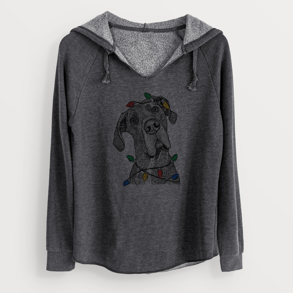 Christmas Lights River the Great Dane - Cali Wave Hooded Sweatshirt