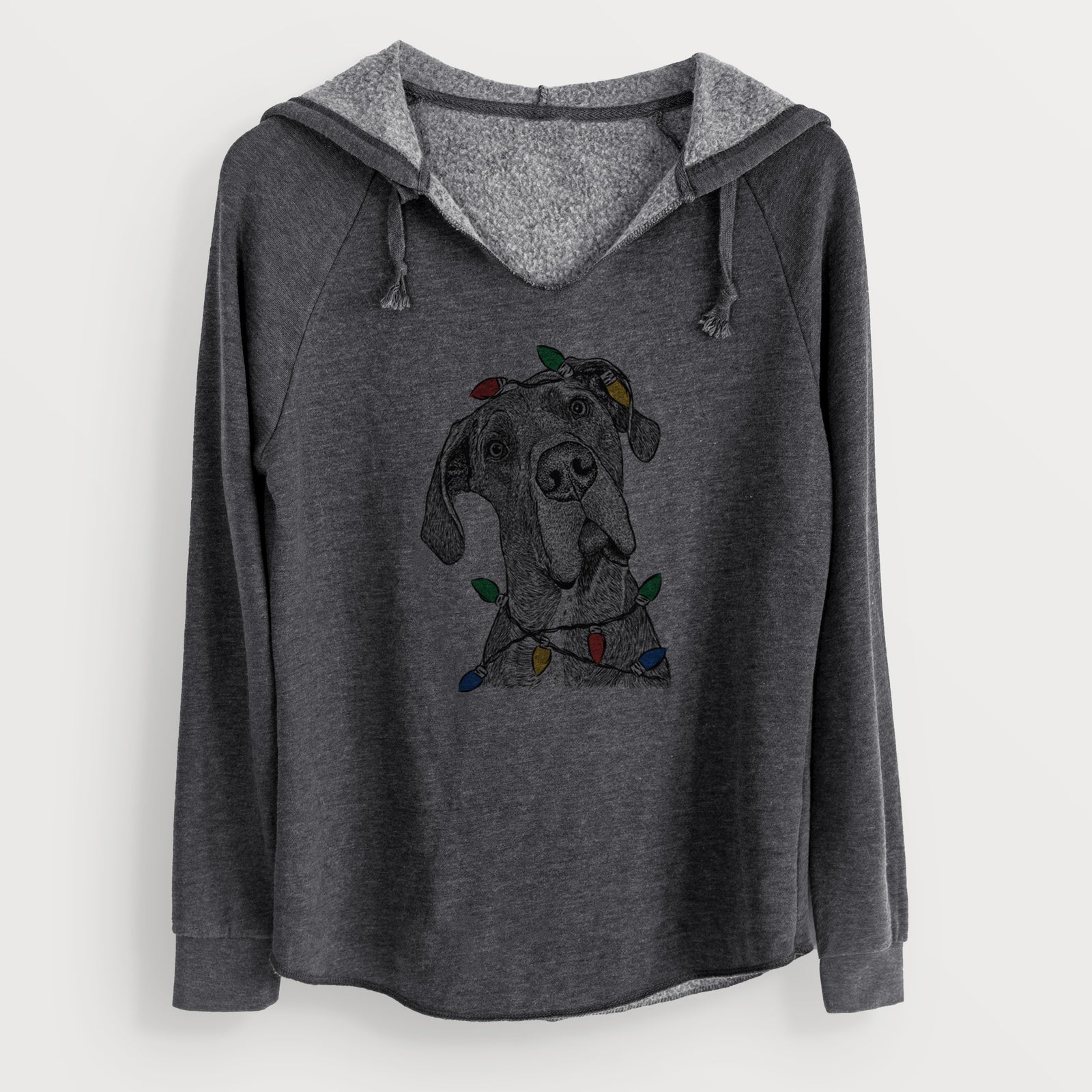 Christmas Lights River the Great Dane - Cali Wave Hooded Sweatshirt