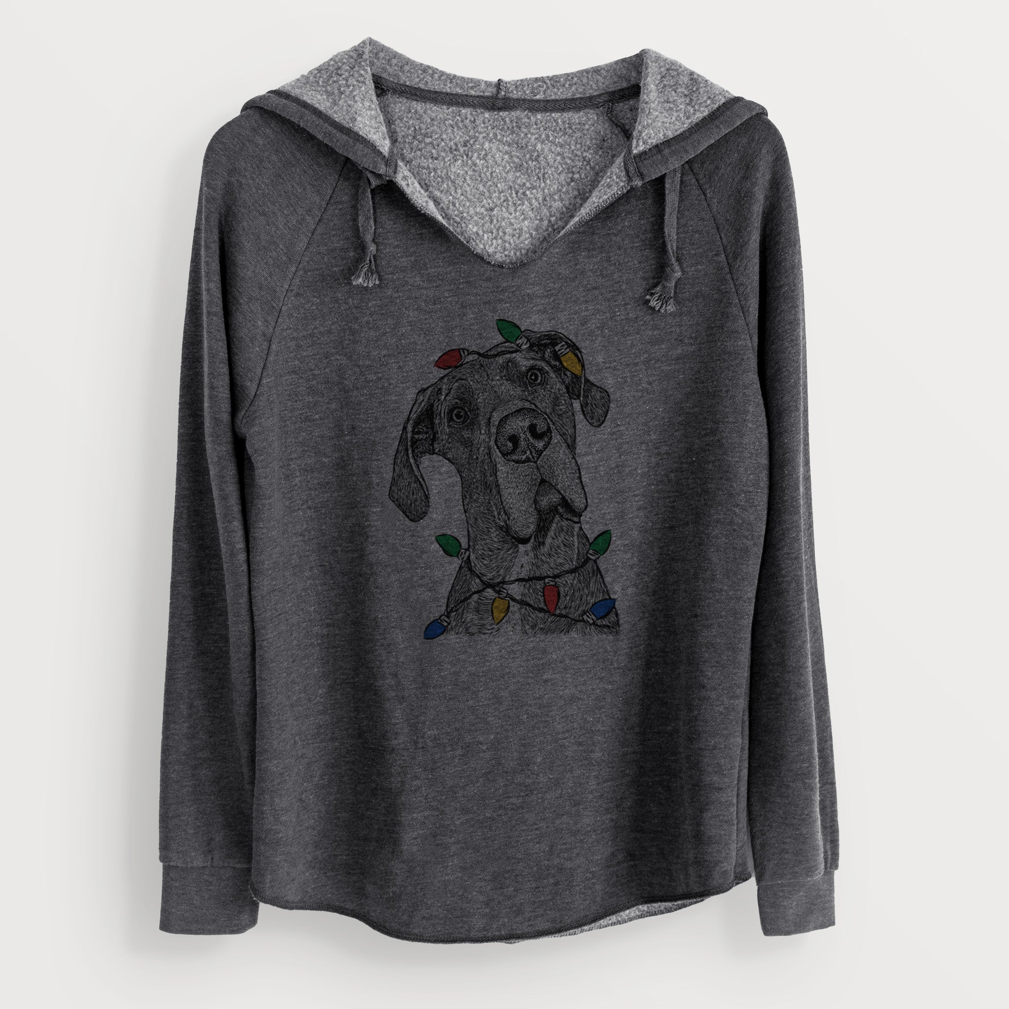 Christmas Lights River the Great Dane - Cali Wave Hooded Sweatshirt