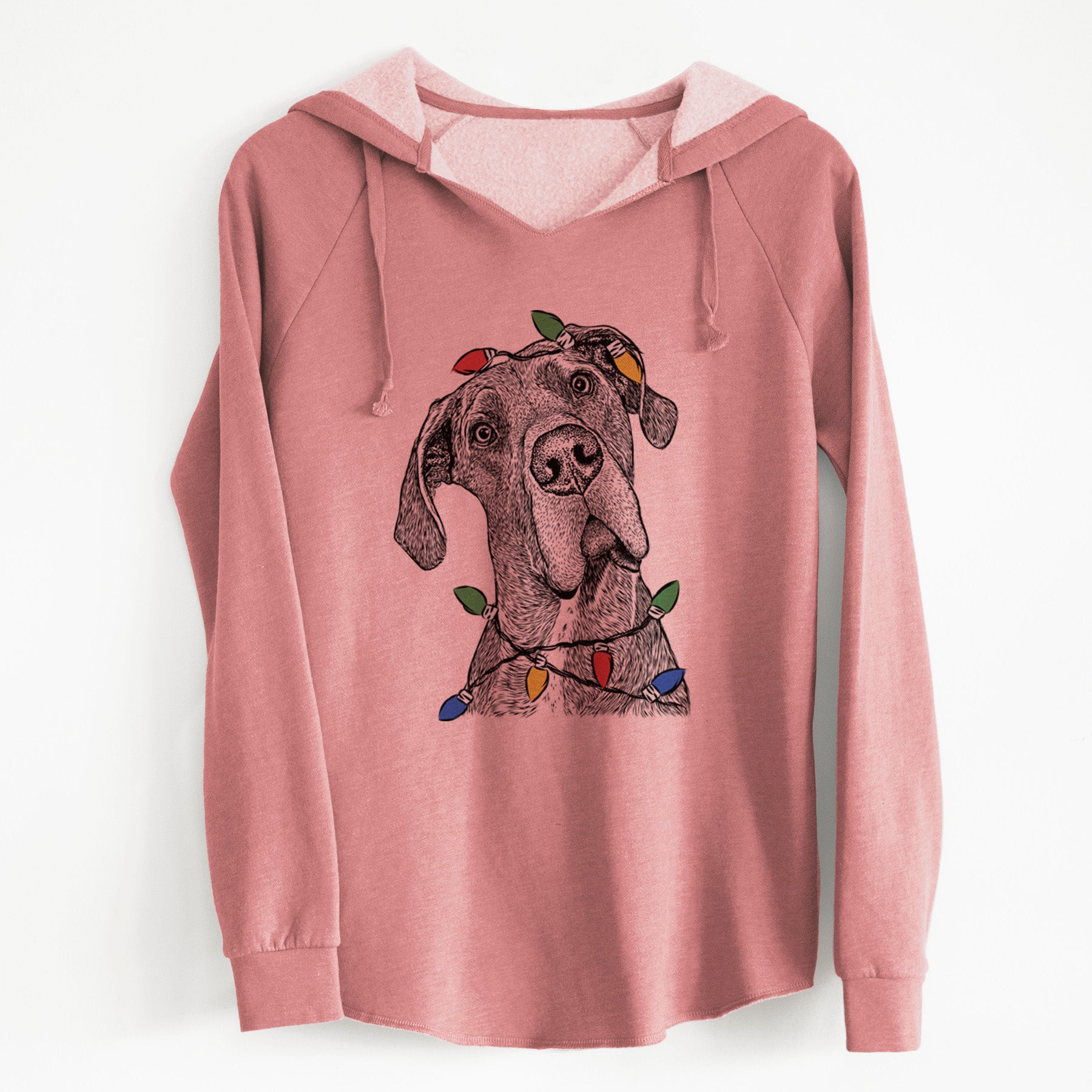 Christmas Lights River the Great Dane - Cali Wave Hooded Sweatshirt