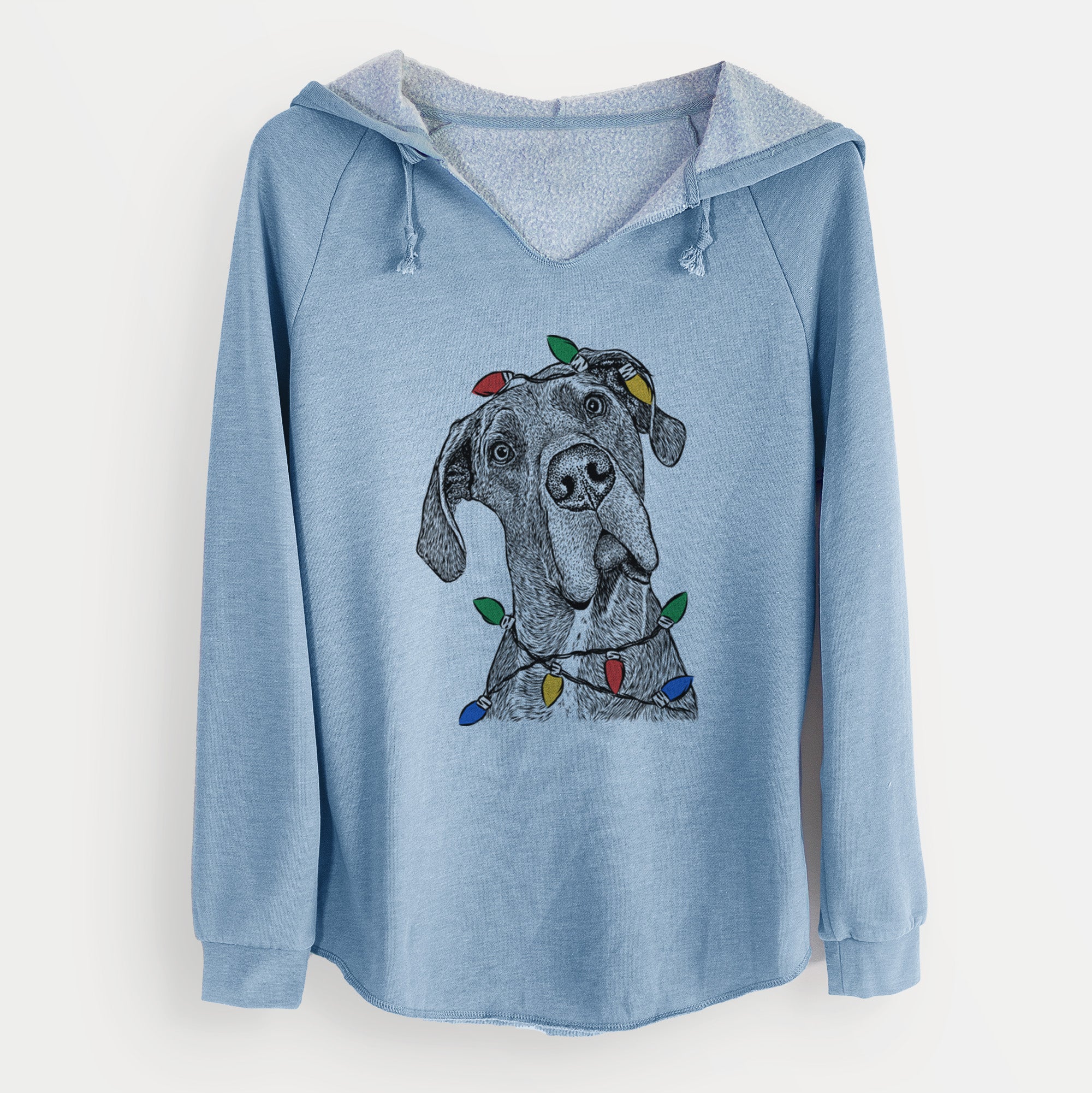 Christmas Lights River the Great Dane - Cali Wave Hooded Sweatshirt