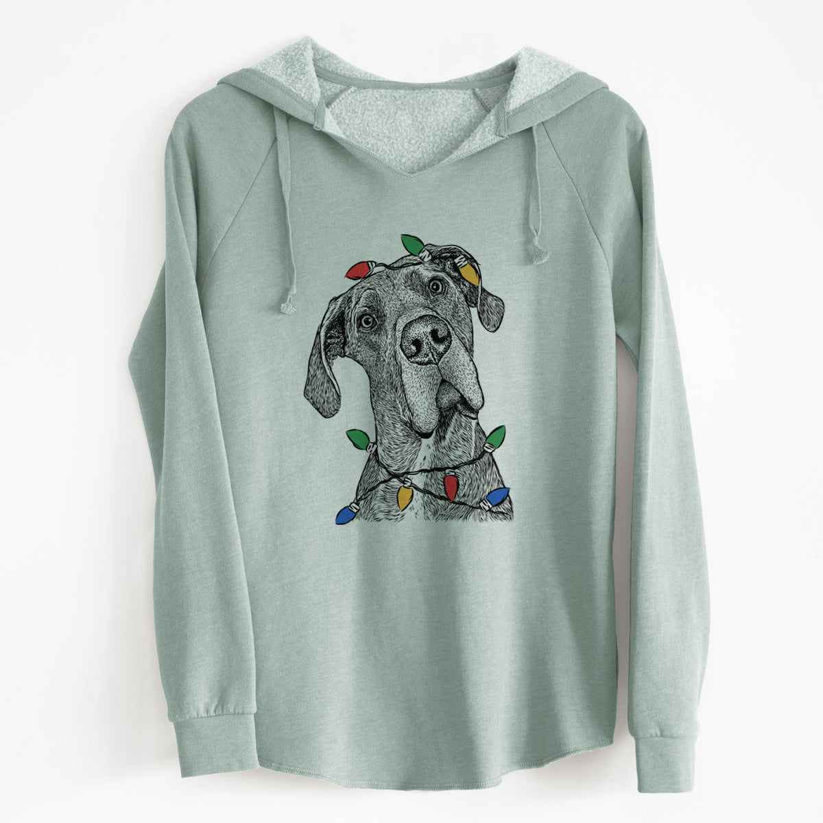 Christmas Lights River the Great Dane - Cali Wave Hooded Sweatshirt