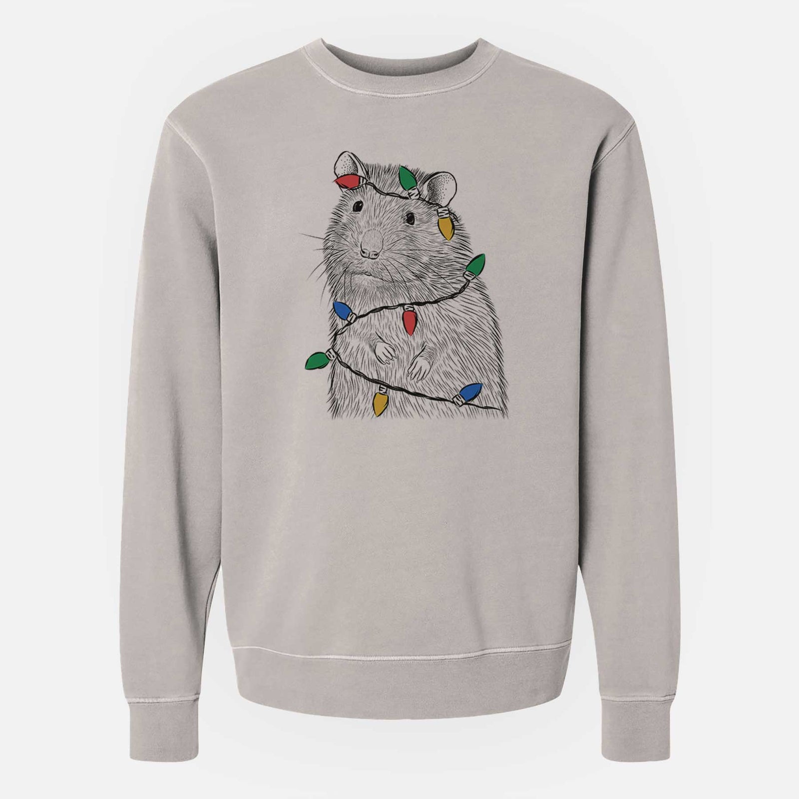Christmas Lights Rizzo the Rat - Unisex Pigment Dyed Crew Sweatshirt
