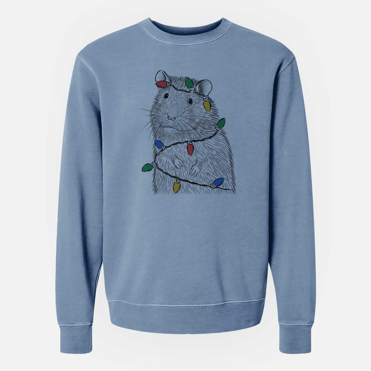 Christmas Lights Rizzo the Rat - Unisex Pigment Dyed Crew Sweatshirt