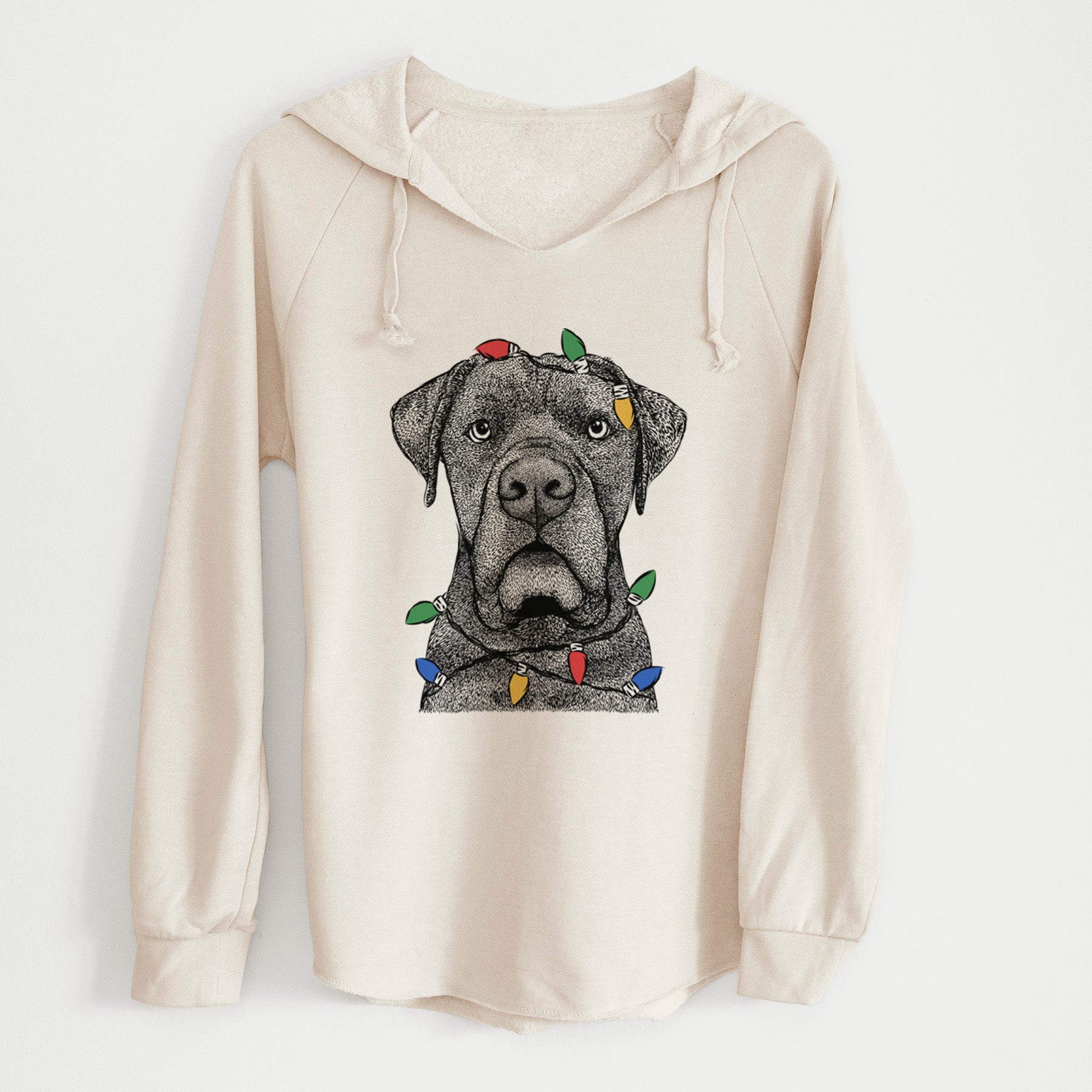 Christmas Lights Rocco the Cane Corso - Cali Wave Hooded Sweatshirt