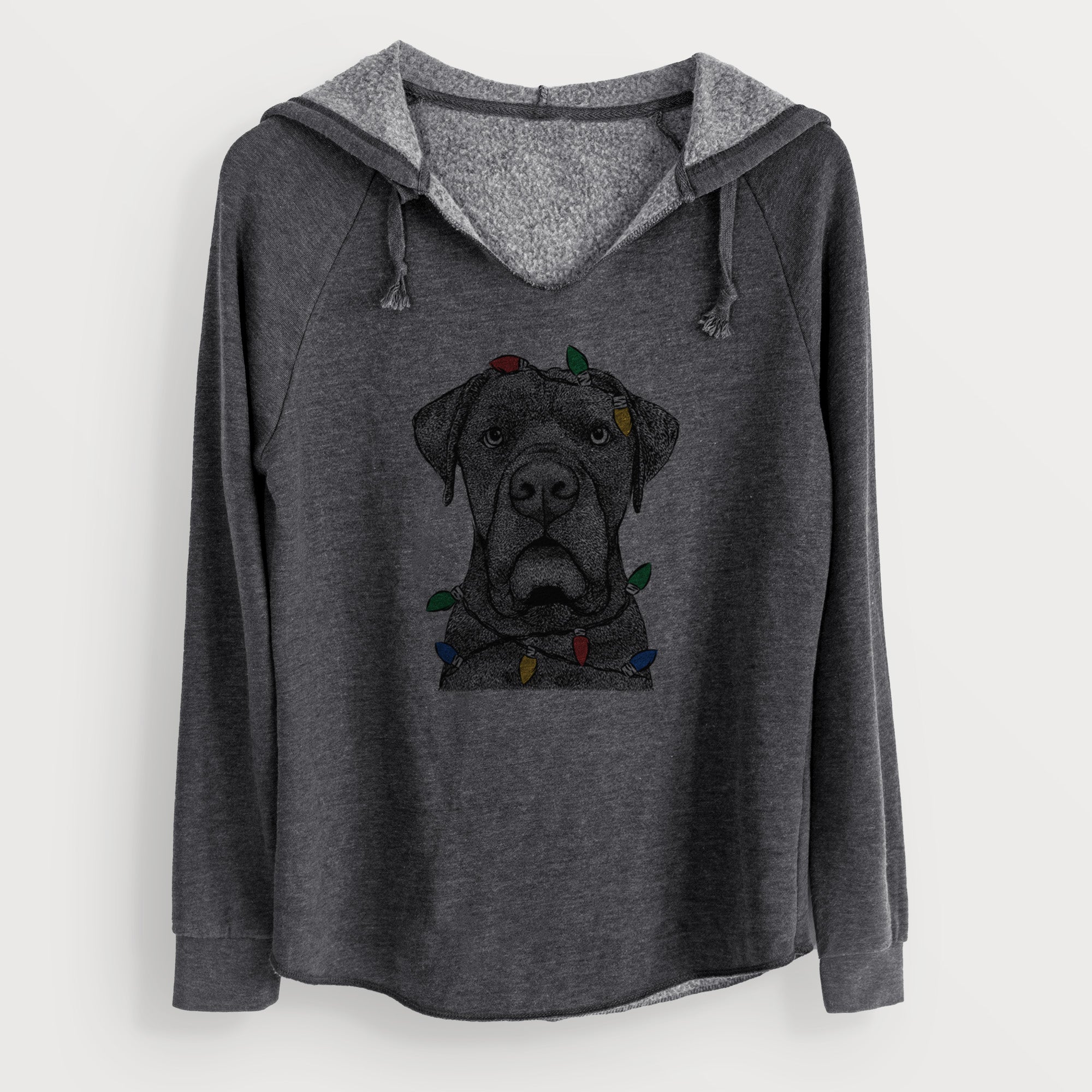 Christmas Lights Rocco the Cane Corso - Cali Wave Hooded Sweatshirt