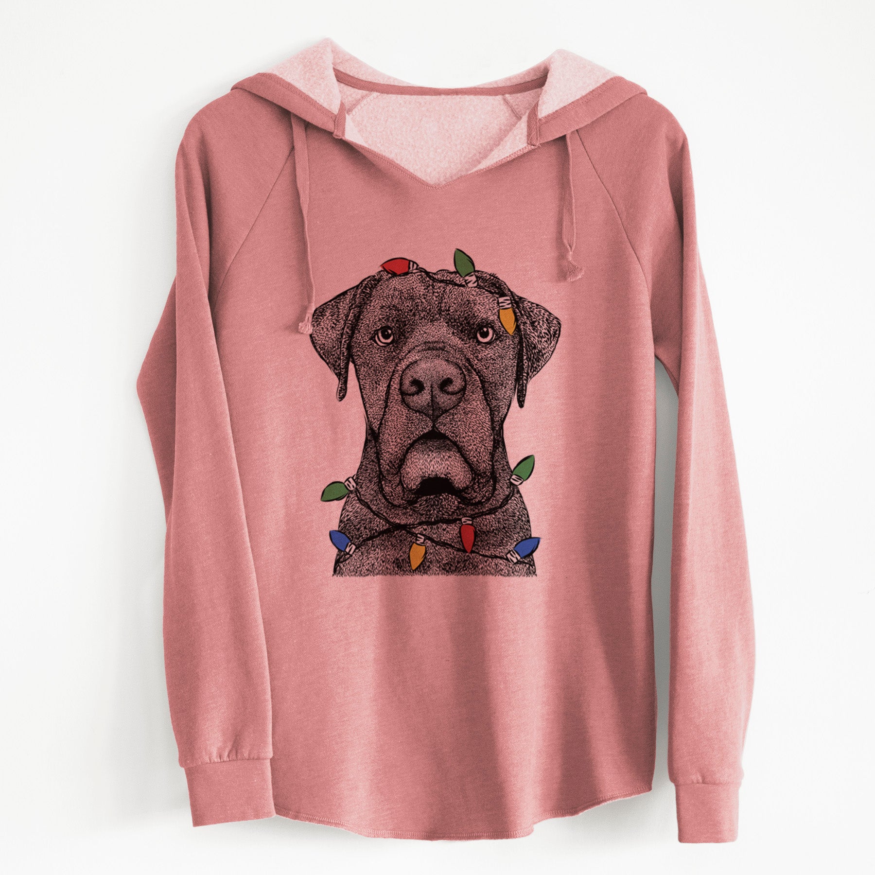 Christmas Lights Rocco the Cane Corso - Cali Wave Hooded Sweatshirt