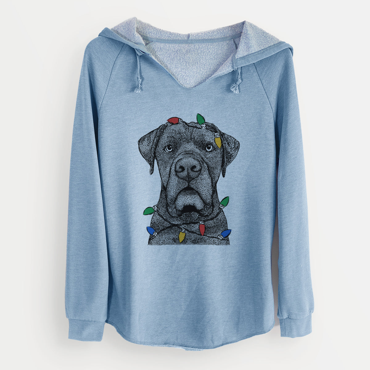 Christmas Lights Rocco the Cane Corso - Cali Wave Hooded Sweatshirt