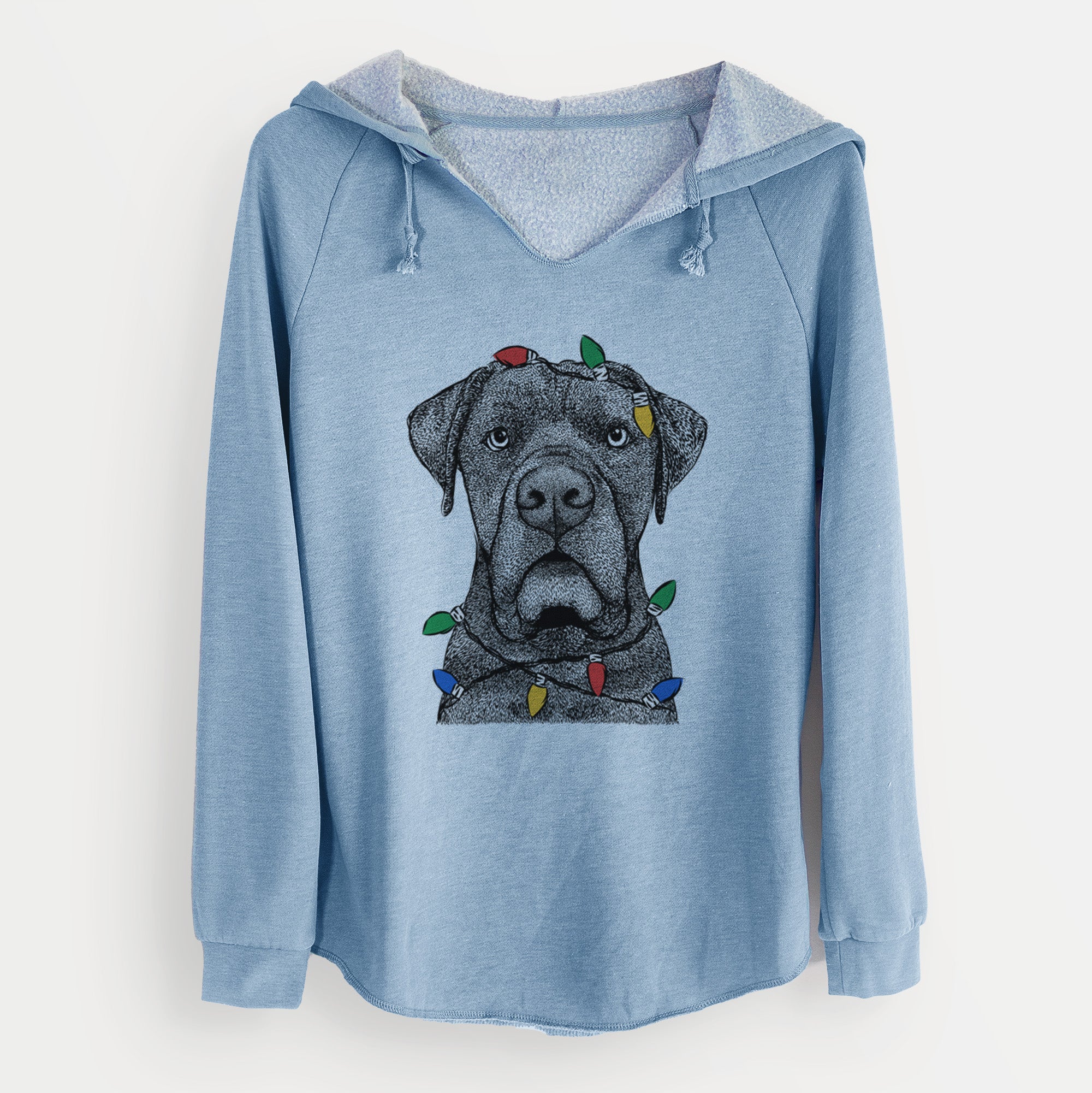 Christmas Lights Rocco the Cane Corso - Cali Wave Hooded Sweatshirt