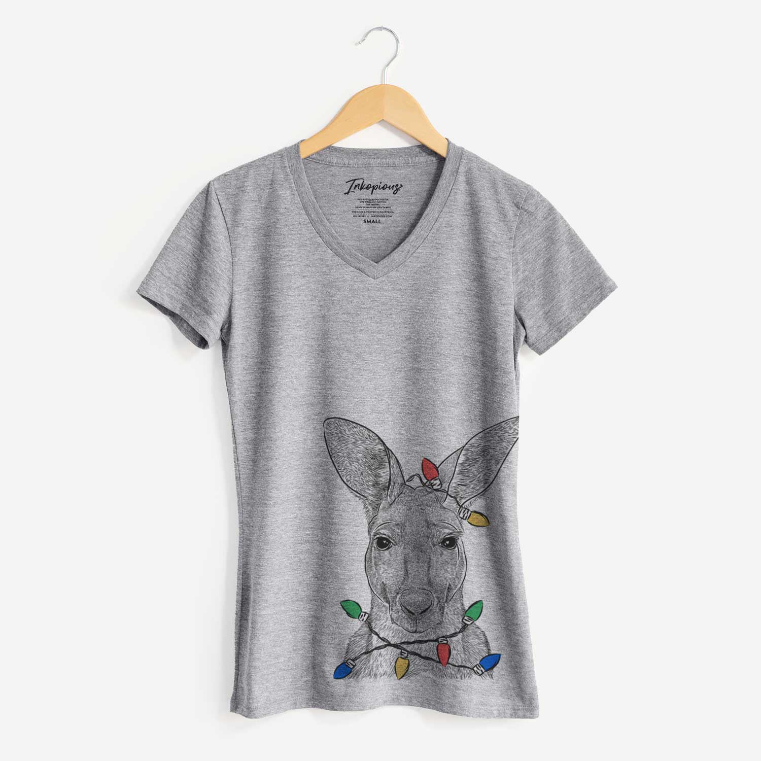 Christmas Lights Roger the Red Kangaroo - Women's V-neck Shirt