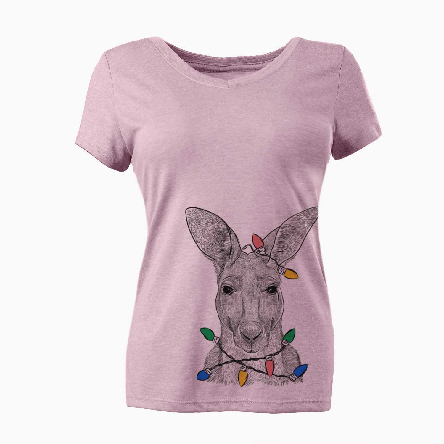 Christmas Lights Roger the Red Kangaroo - Women's V-neck Shirt