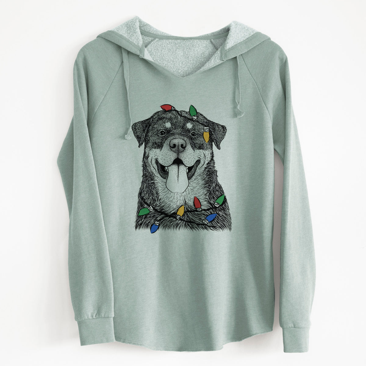 Christmas Lights Romeo the Rottweiler - Cali Wave Hooded Sweatshirt