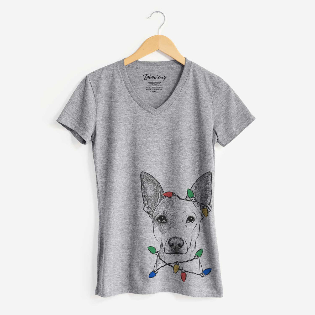 Christmas Lights Roo the Mixed Breed - Women's V-neck Shirt