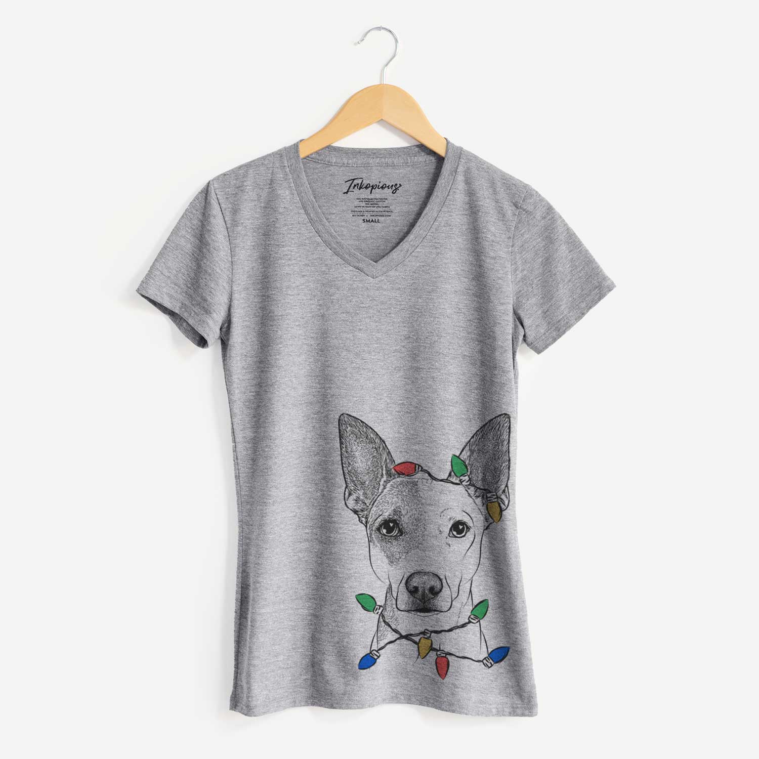 Christmas Lights Roo the Mixed Breed - Women's V-neck Shirt