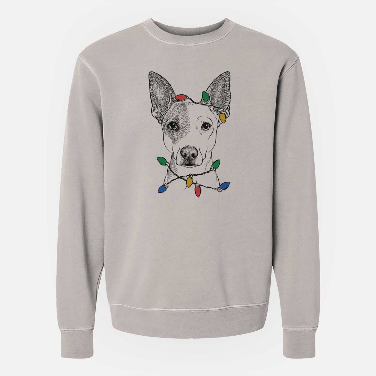 Christmas Lights Roo the Mixed Breed - Unisex Pigment Dyed Crew Sweatshirt