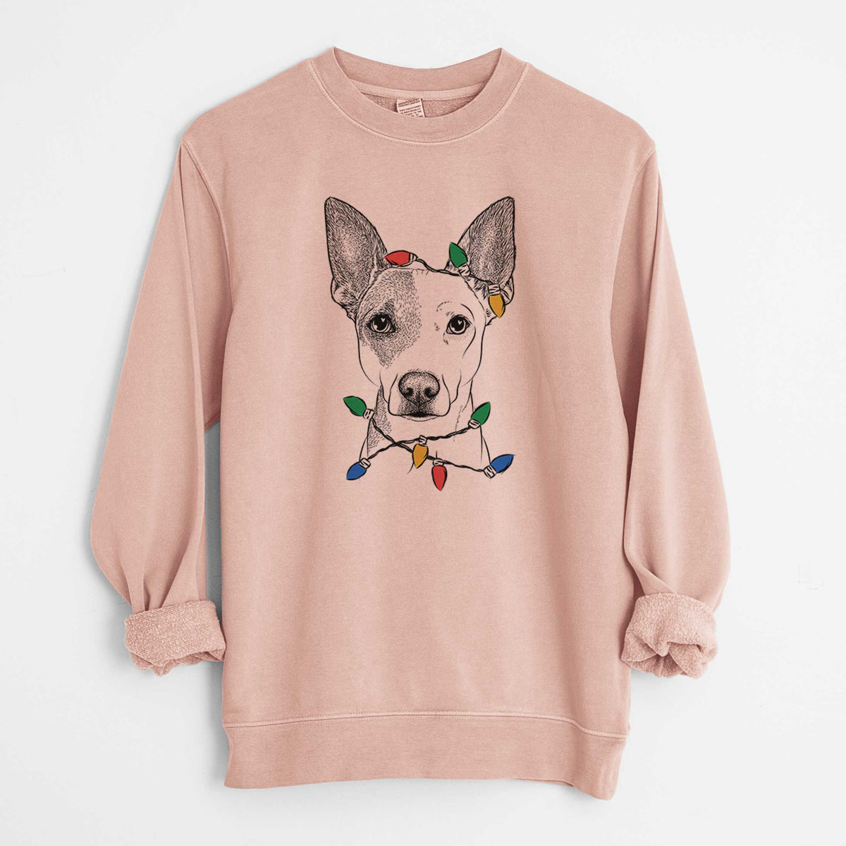 Christmas Lights Roo the Mixed Breed - Unisex Pigment Dyed Crew Sweatshirt