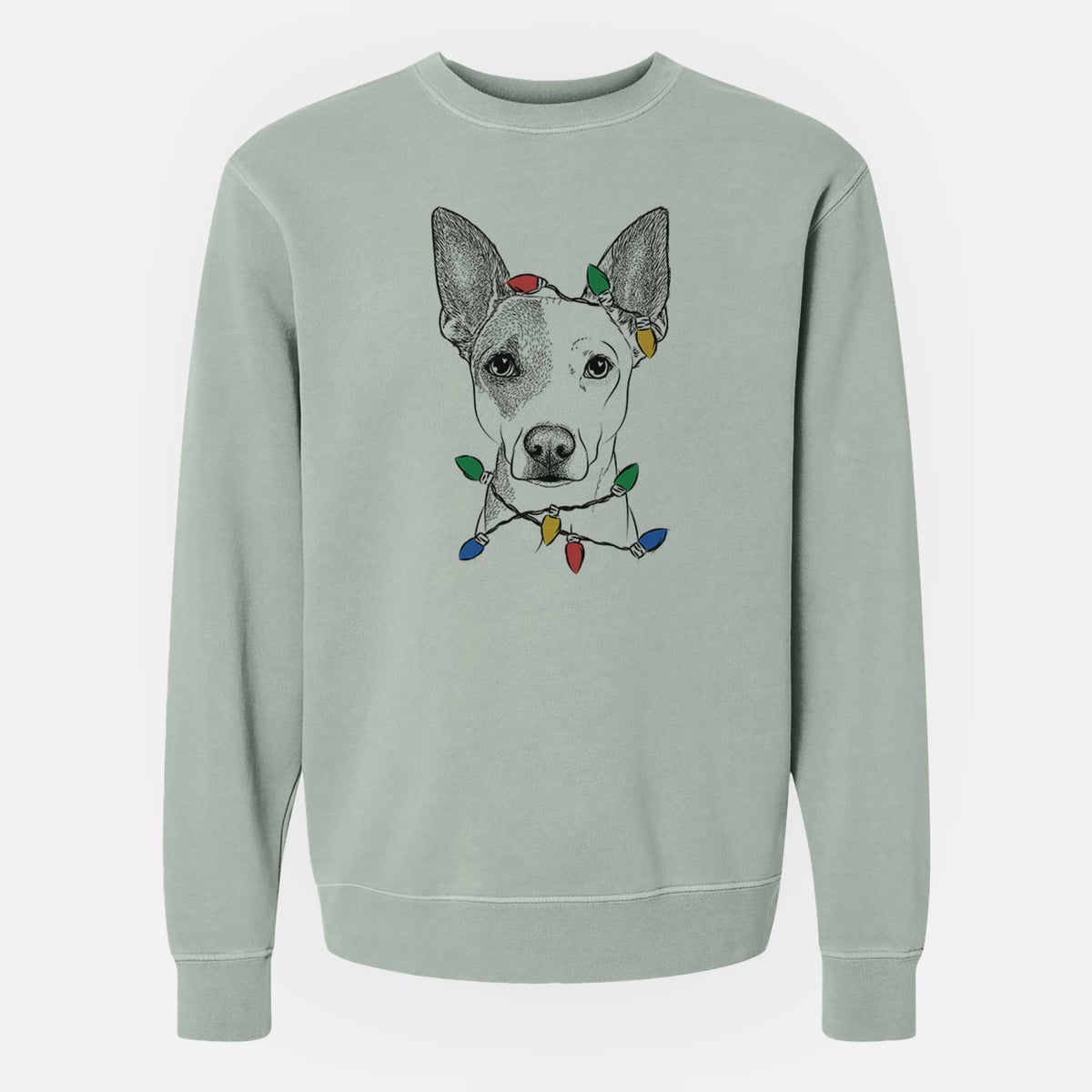 Christmas Lights Roo the Mixed Breed - Unisex Pigment Dyed Crew Sweatshirt