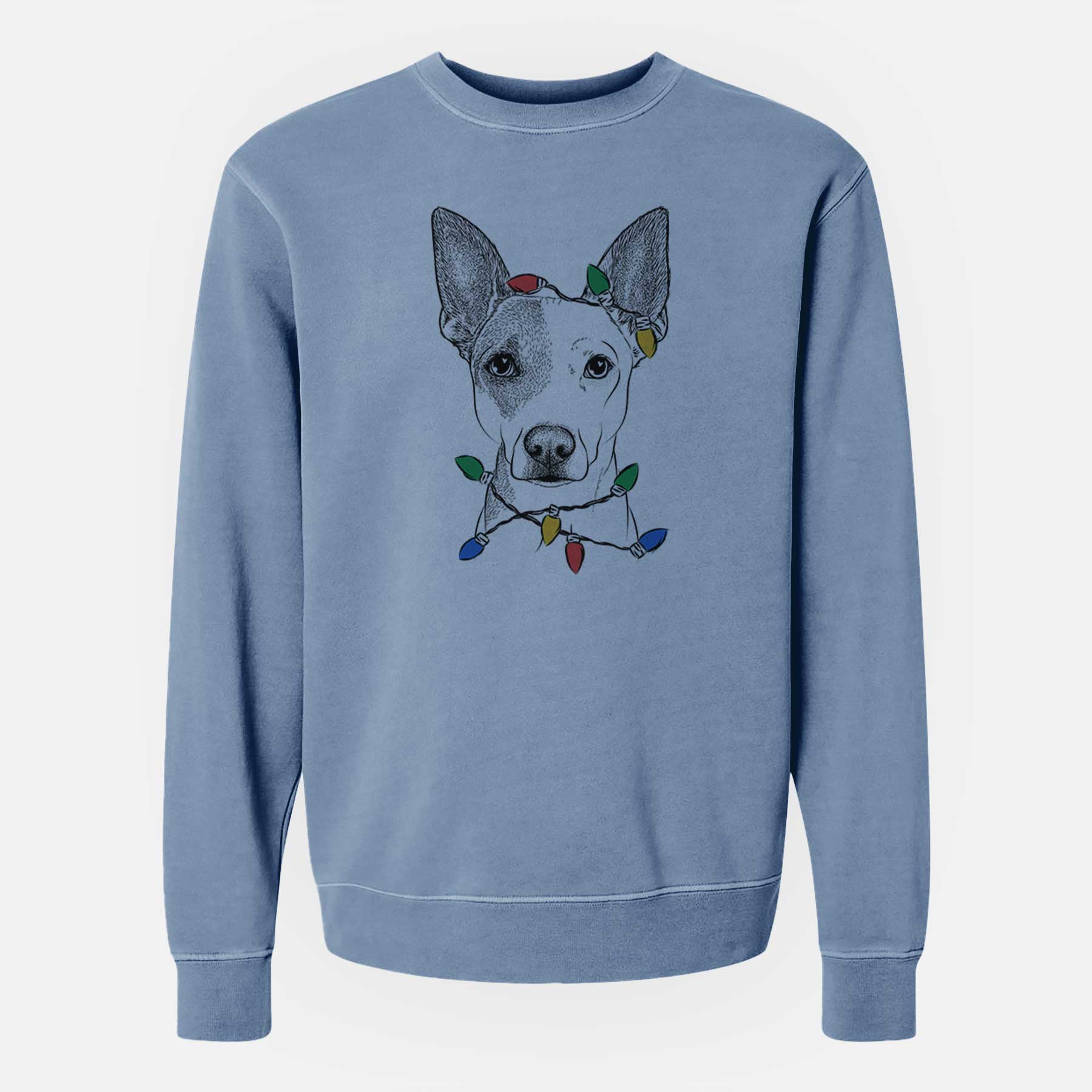 Christmas Lights Roo the Mixed Breed - Unisex Pigment Dyed Crew Sweatshirt